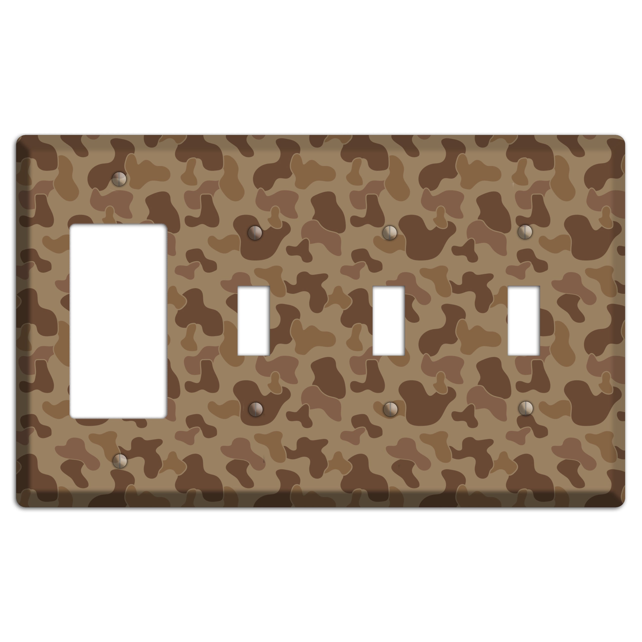 Jungle Brown Camo Rocker / 3 Toggle Wallplate