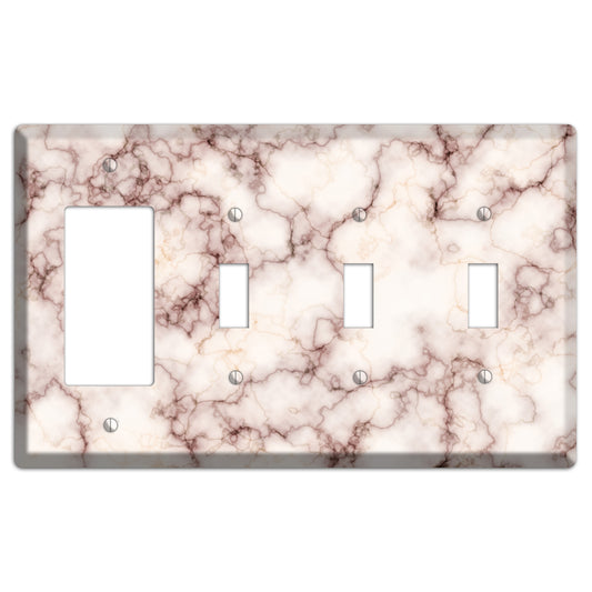 Burgundy Stained Marble Rocker / 3 Toggle Wallplate