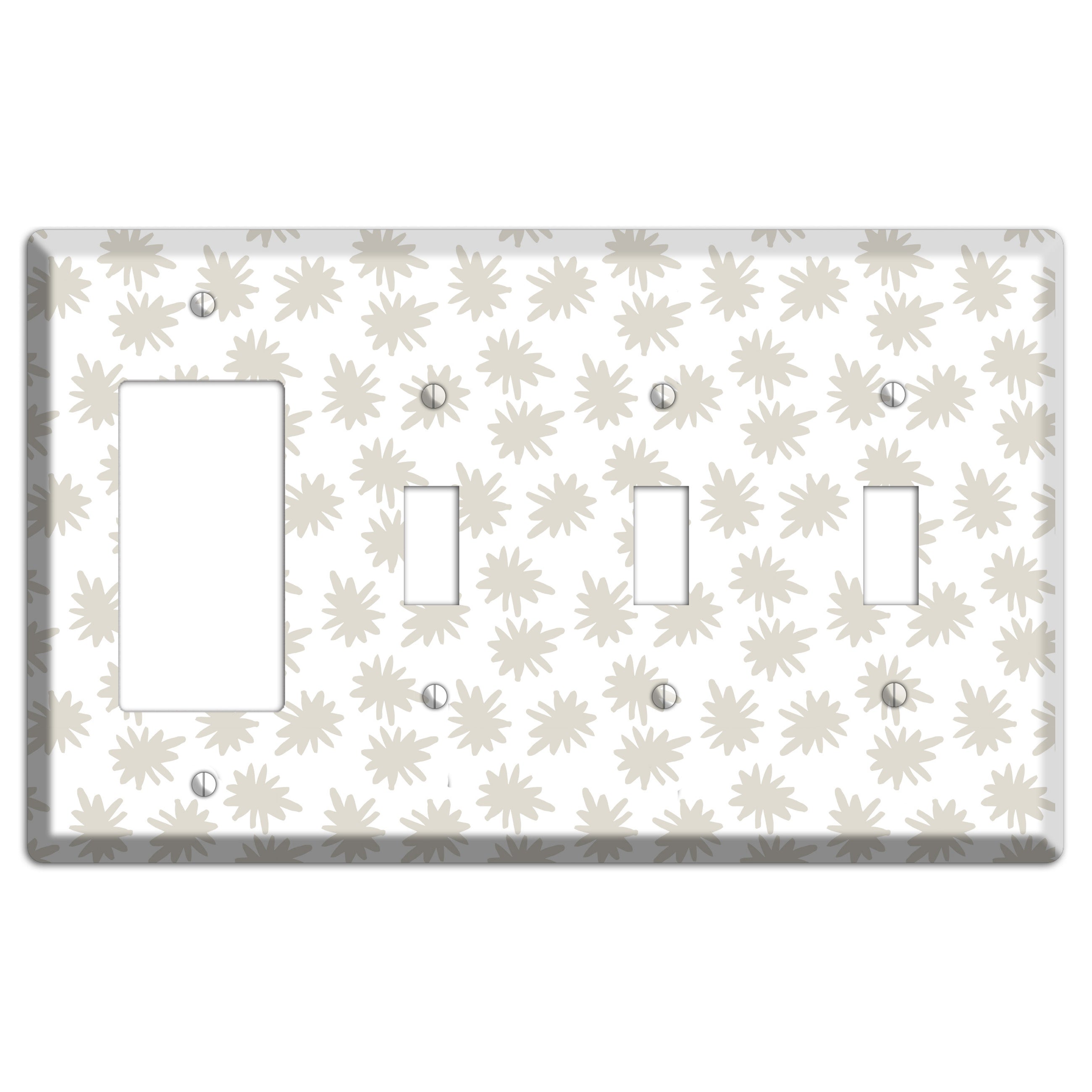 Simple Scandanavian Style CC Rocker / 3 Toggle Wallplate