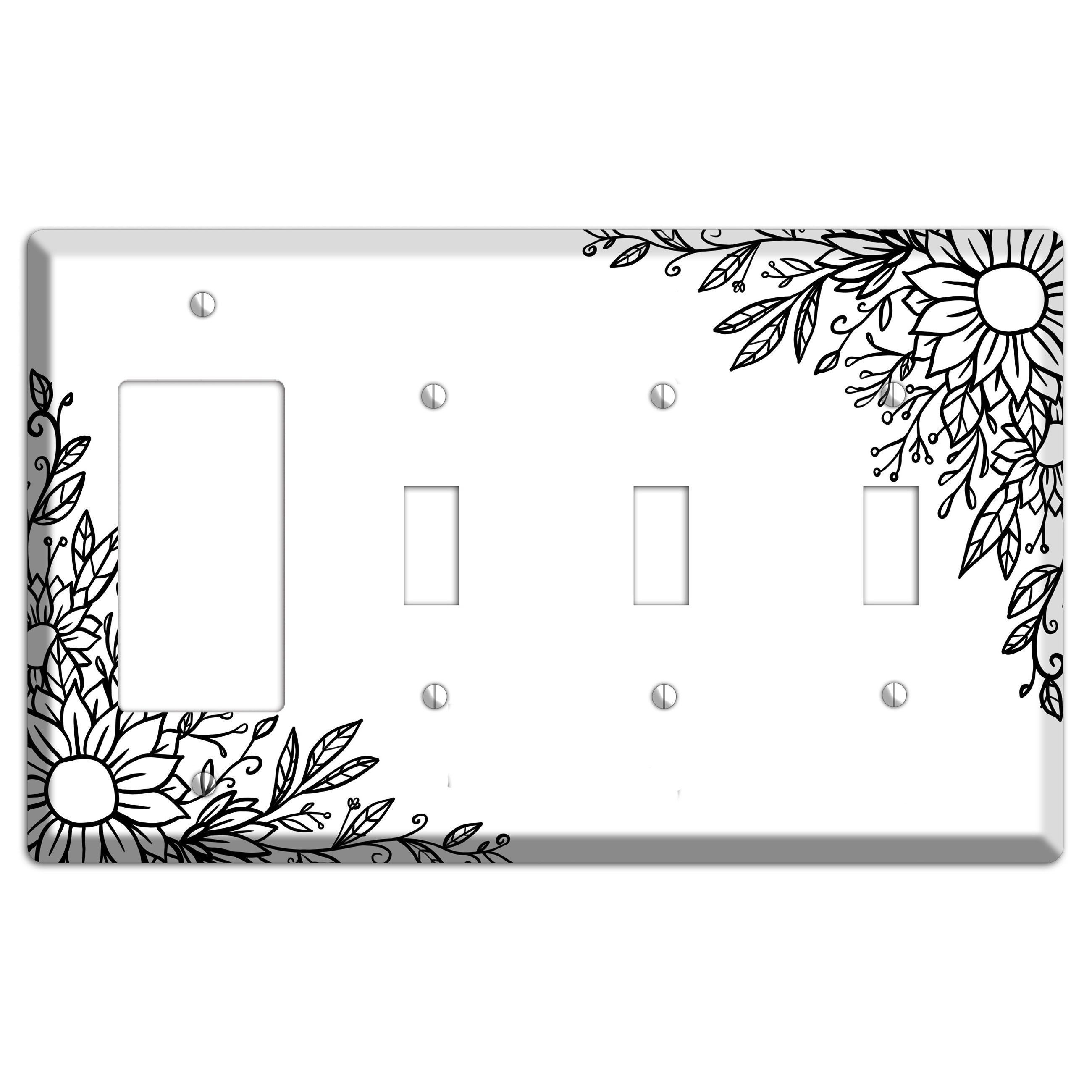 Hand-Drawn Floral 6 Rocker / 3 Toggle Wallplate