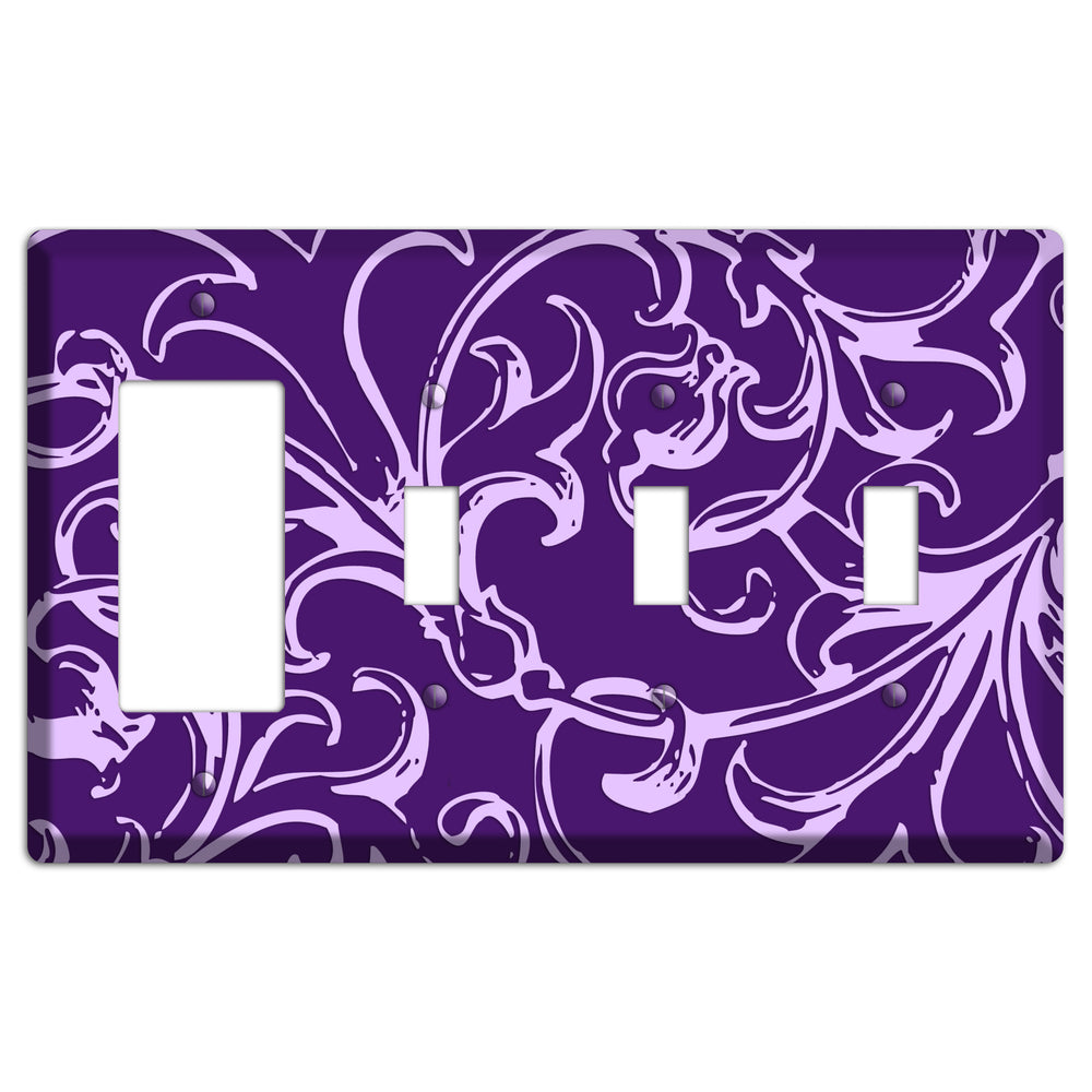 Victorian Purple Rocker / 3 Toggle Wallplate