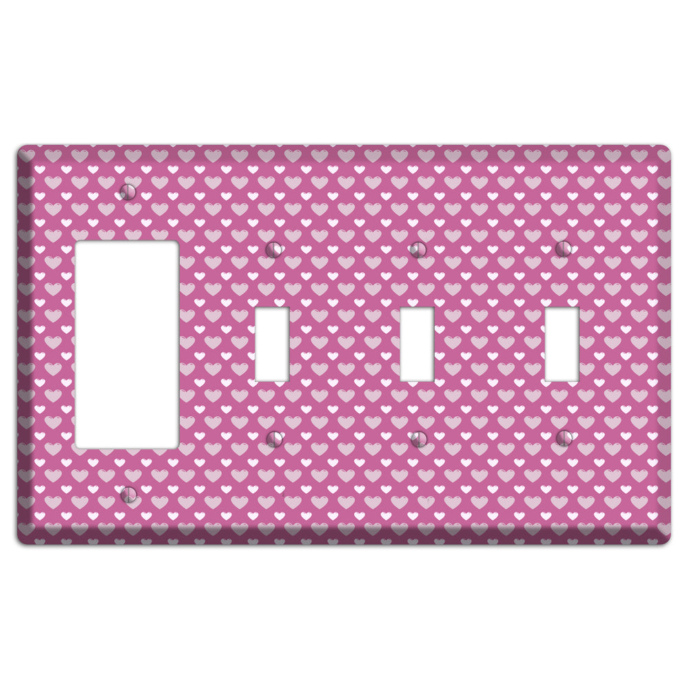 Tiled Small Hearts Rocker / 3 Toggle Wallplate