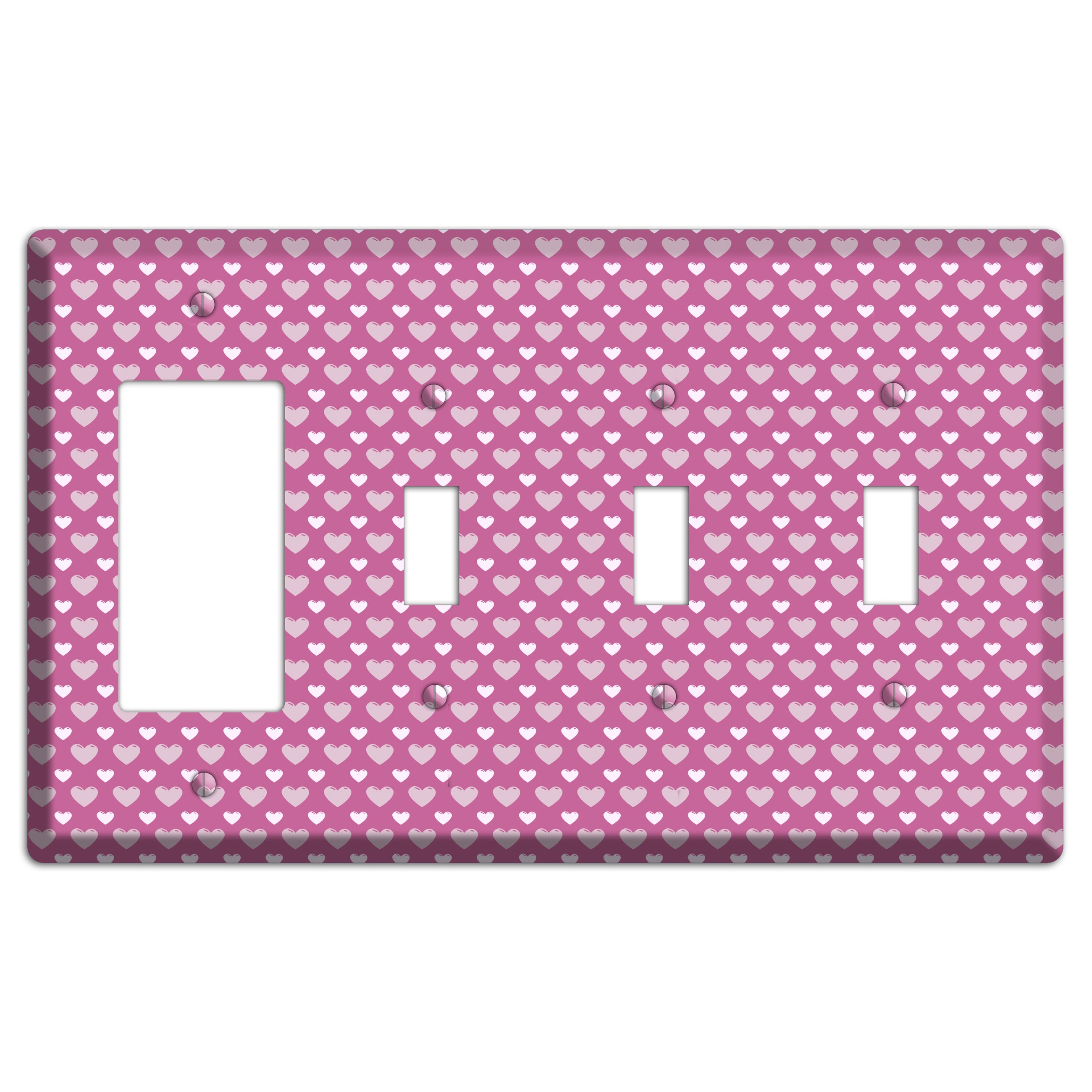 Tiled Small Hearts Rocker / 3 Toggle Wallplate