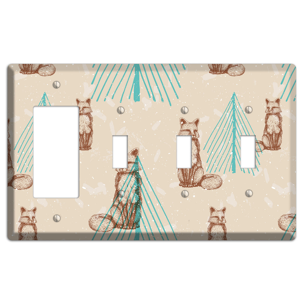 Wildlife Fox Rocker / 3 Toggle Wallplate