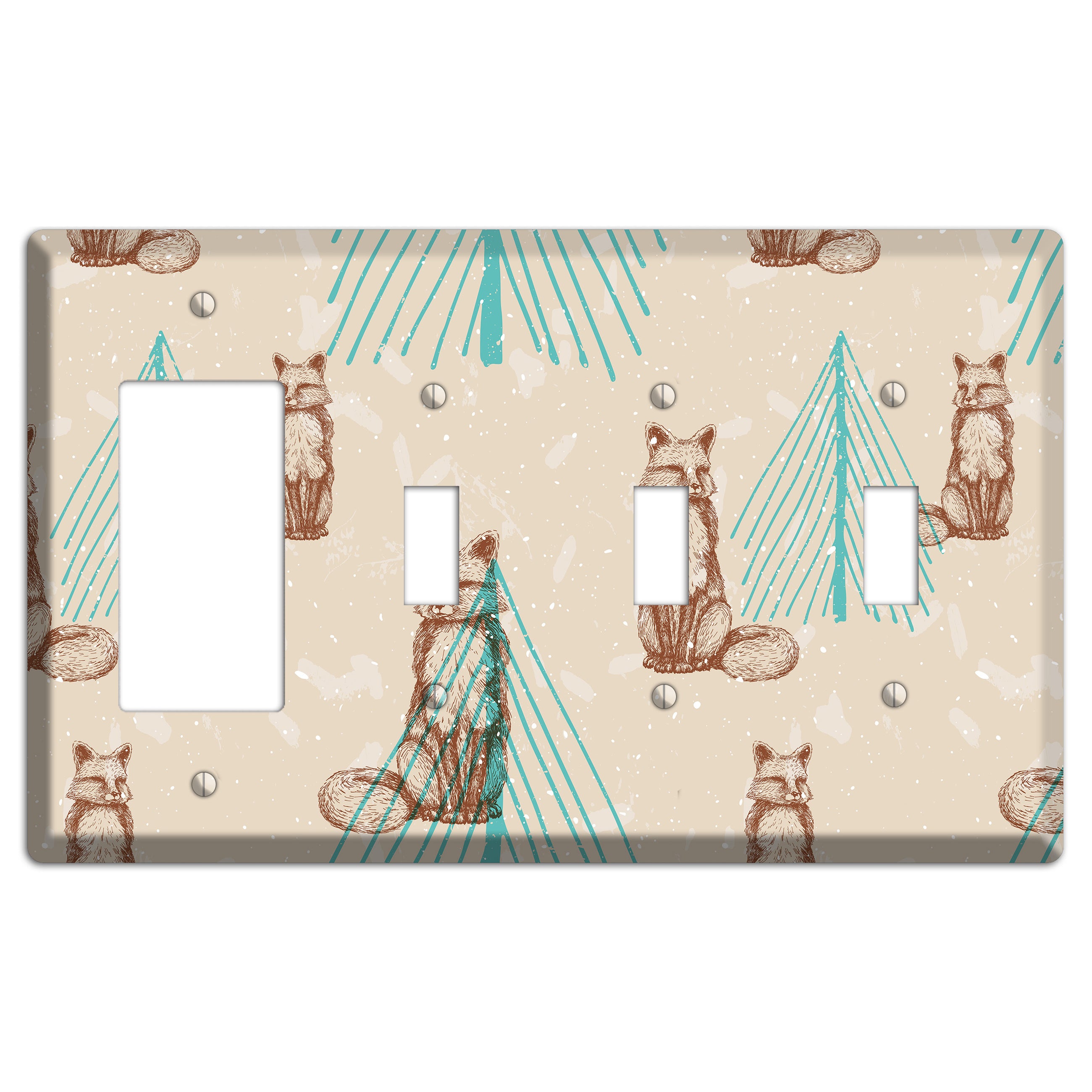 Wildlife Fox Rocker / 3 Toggle Wallplate