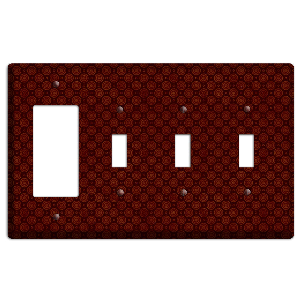Maroon Circles 2 Rocker / 3 Toggle Wallplate