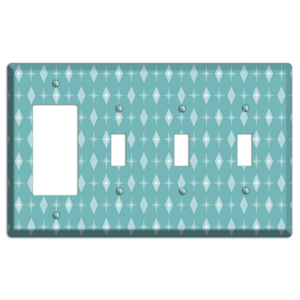 Blue Diamon Rocker / 3 Toggle Wallplate