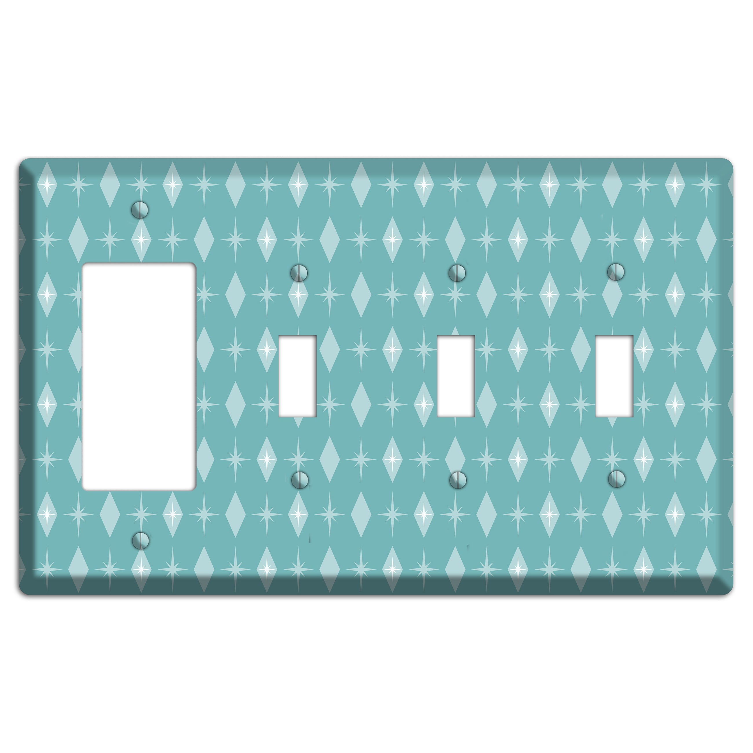 Blue Diamon Rocker / 3 Toggle Wallplate