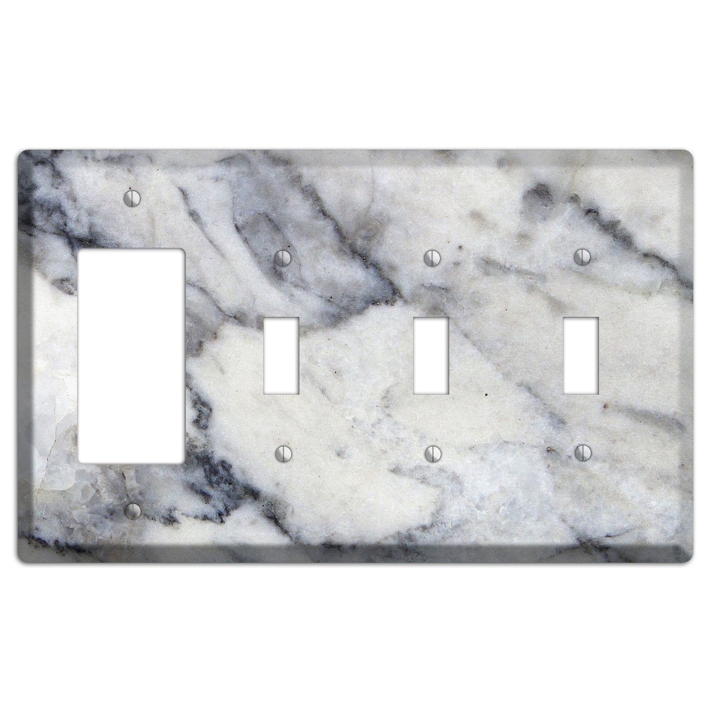 White and Grey Marble Rocker / 3 Toggle Wallplate