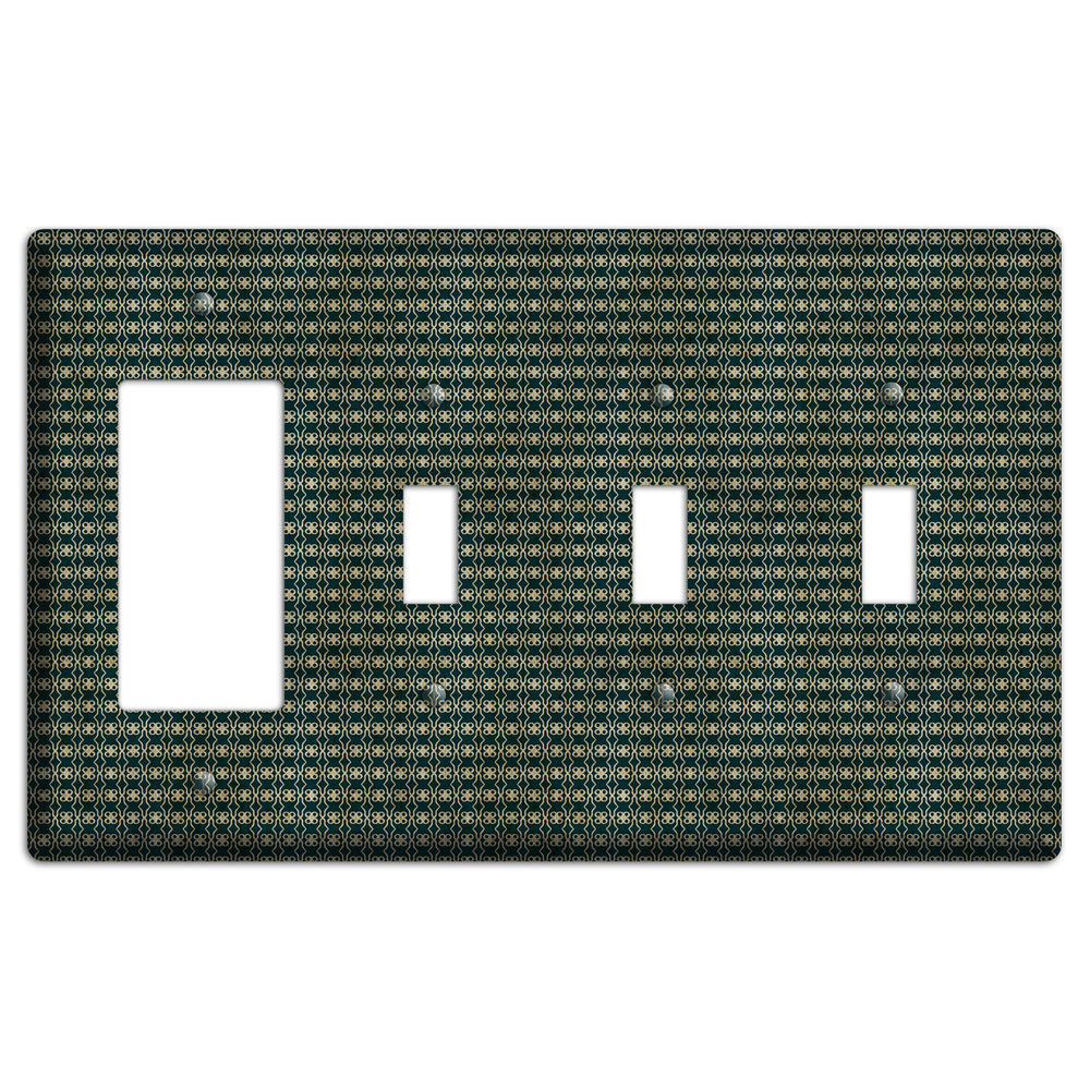 Dark Green Grunge Tiny Tiled Tapestry 2 Rocker / 3 Toggle Wallplate