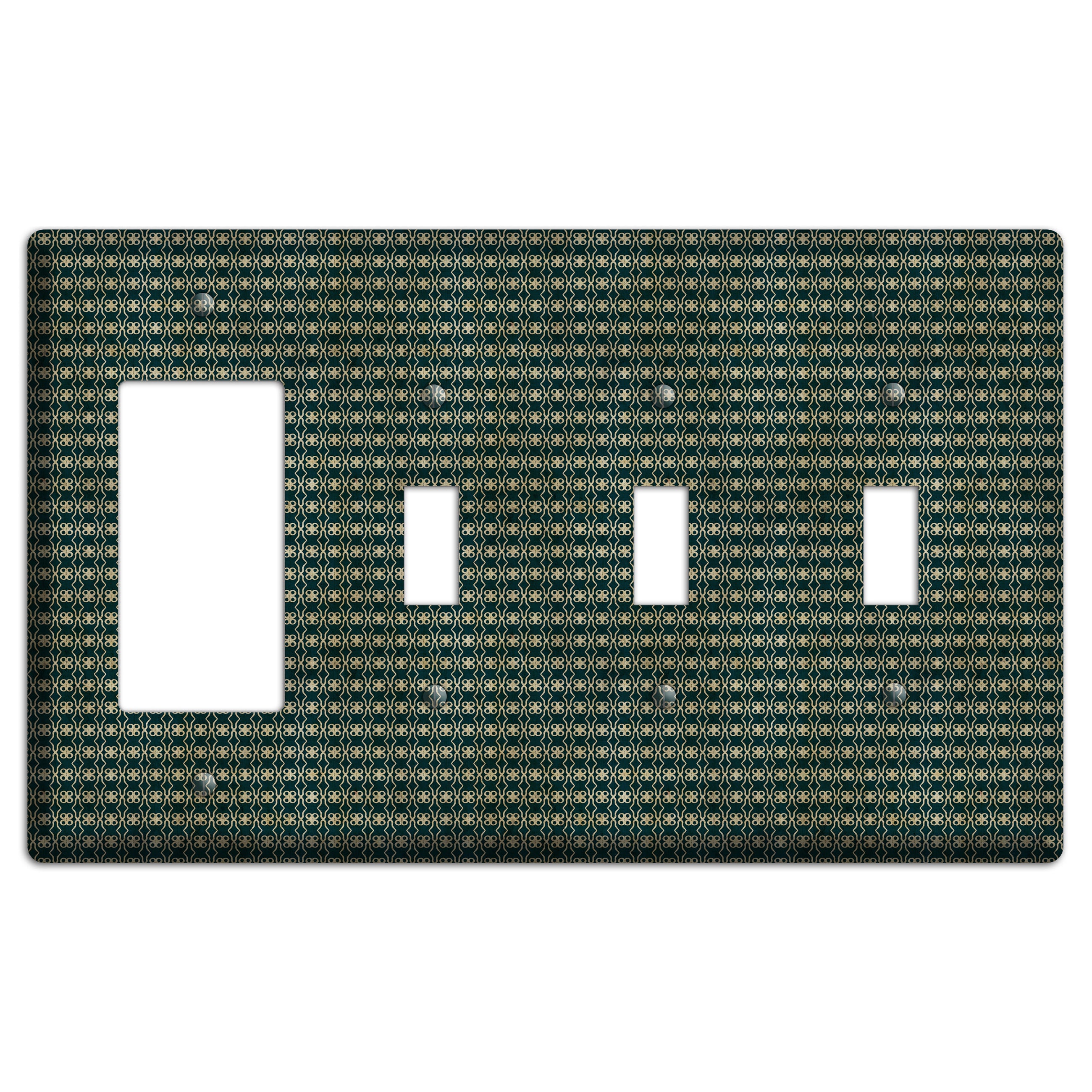 Dark Green Grunge Tiny Tiled Tapestry 2 Rocker / 3 Toggle Wallplate