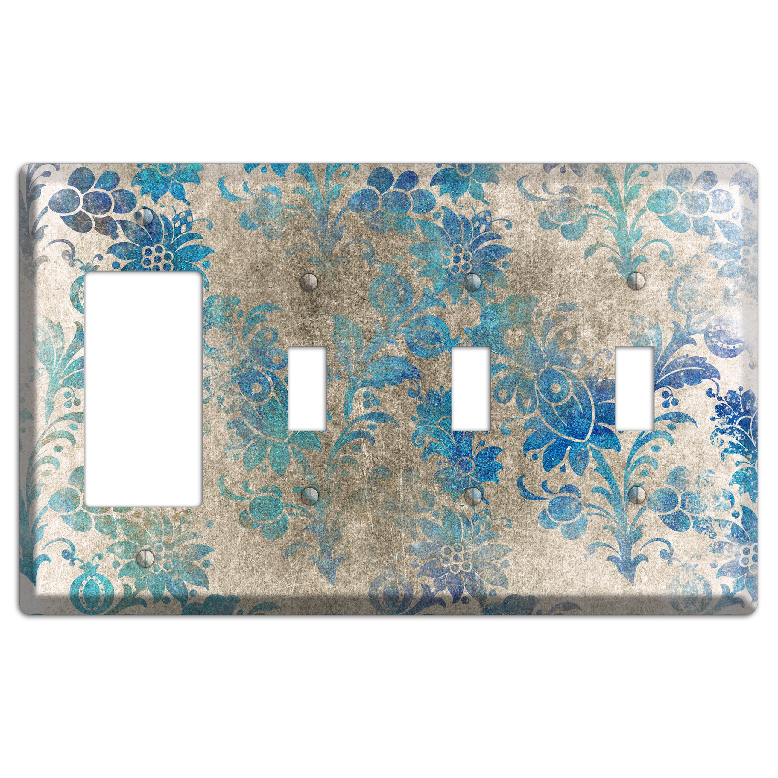 Mantle Whimsical Damask Rocker / 3 Toggle Wallplate