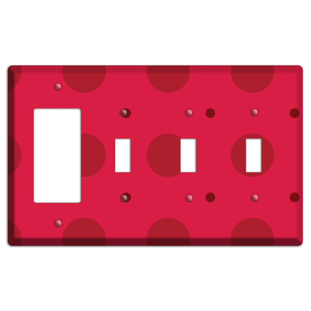Red with Red Multi Tiled Medium Dots Rocker / 3 Toggle Wallplate