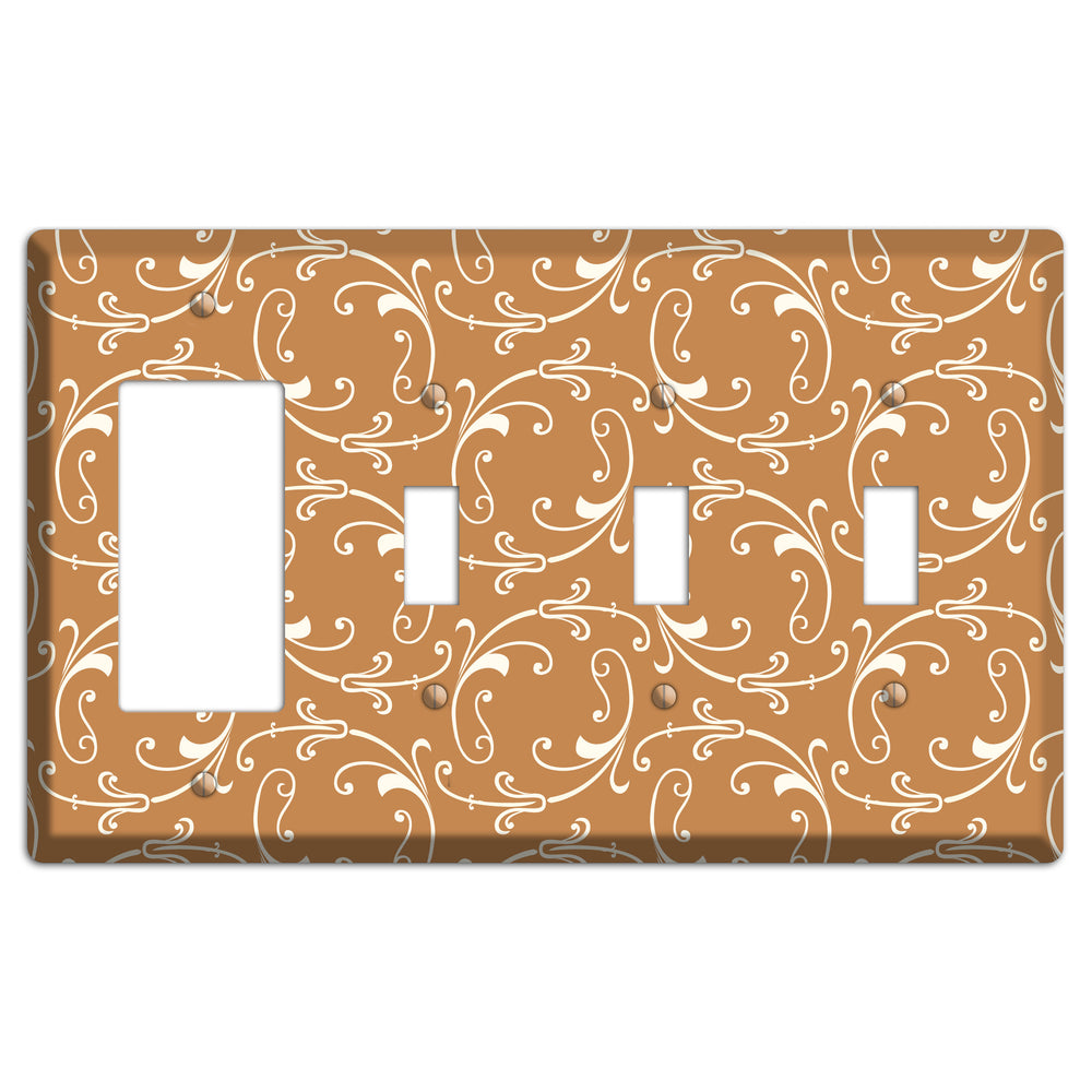 Gold Victorian Sprig Rocker / 3 Toggle Wallplate
