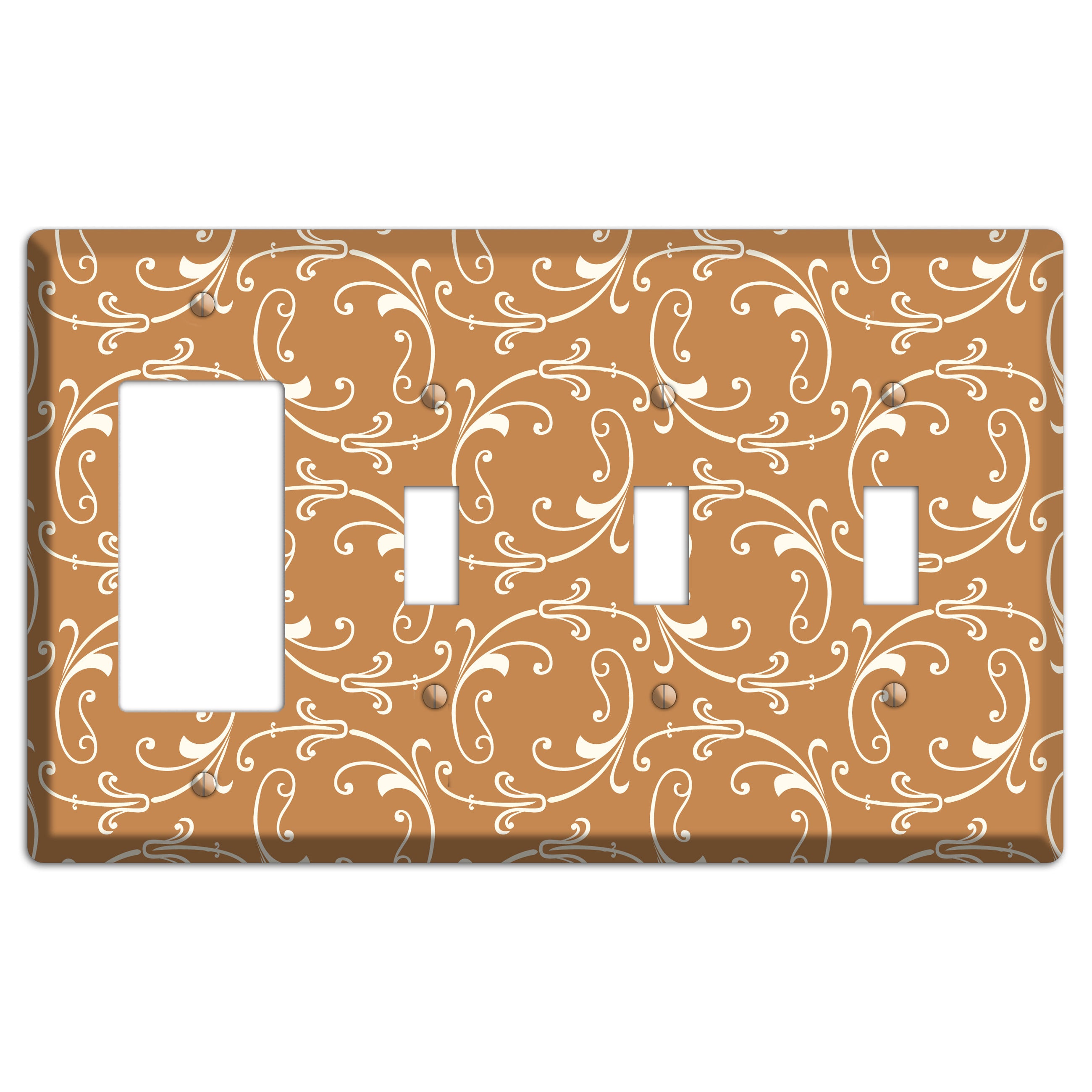 Gold Victorian Sprig Rocker / 3 Toggle Wallplate