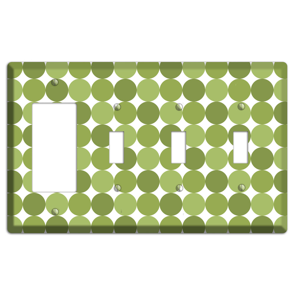 Multi Olive Tiled Dots Rocker / 3 Toggle Wallplate
