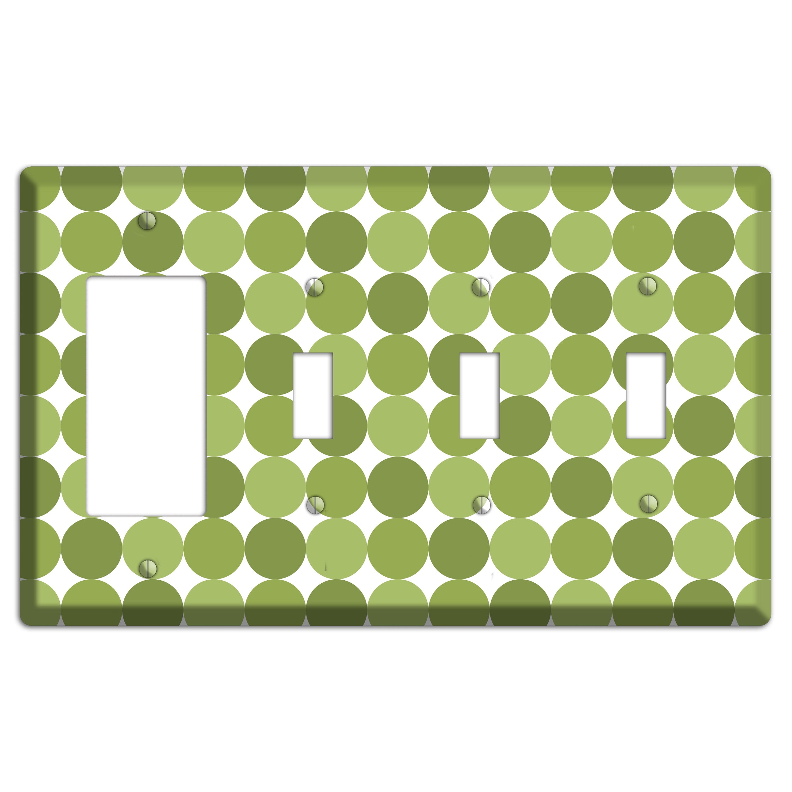 Multi Olive Tiled Dots Rocker / 3 Toggle Wallplate