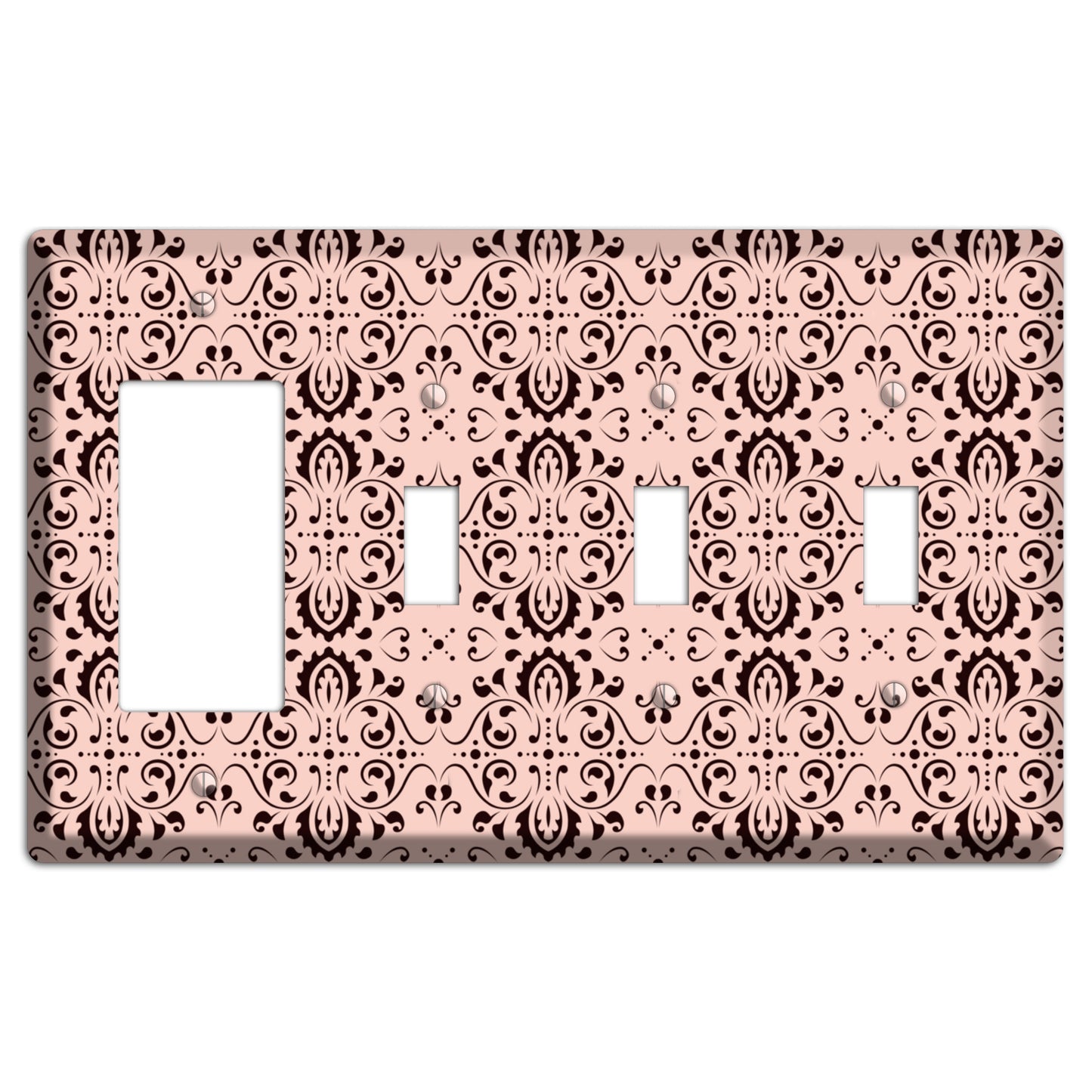 Coral Tapestry Cartouche Rocker / 3 Toggle Wallplate