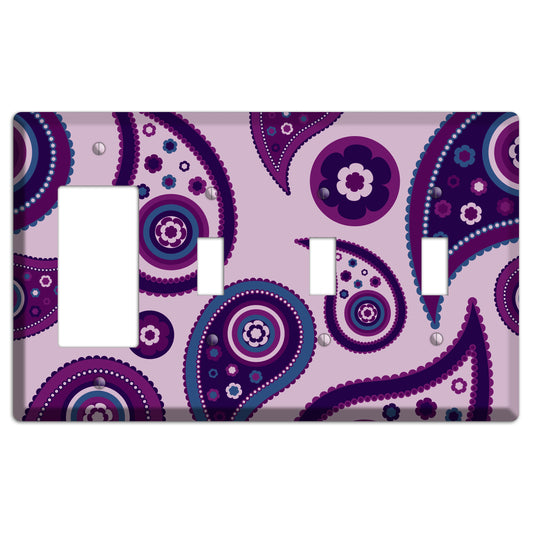 Light Purple Pailsey Rocker / 3 Toggle Wallplate