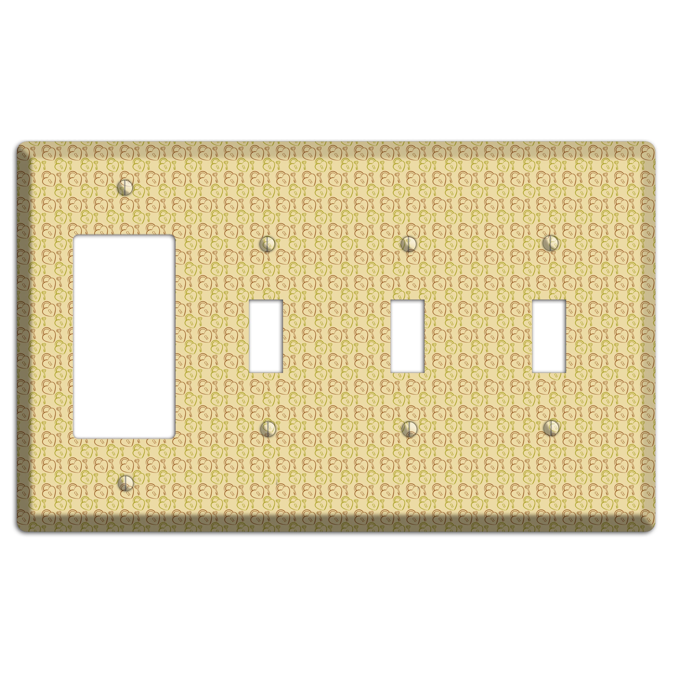 Heart Padlock with Key Rocker / 3 Toggle Wallplate