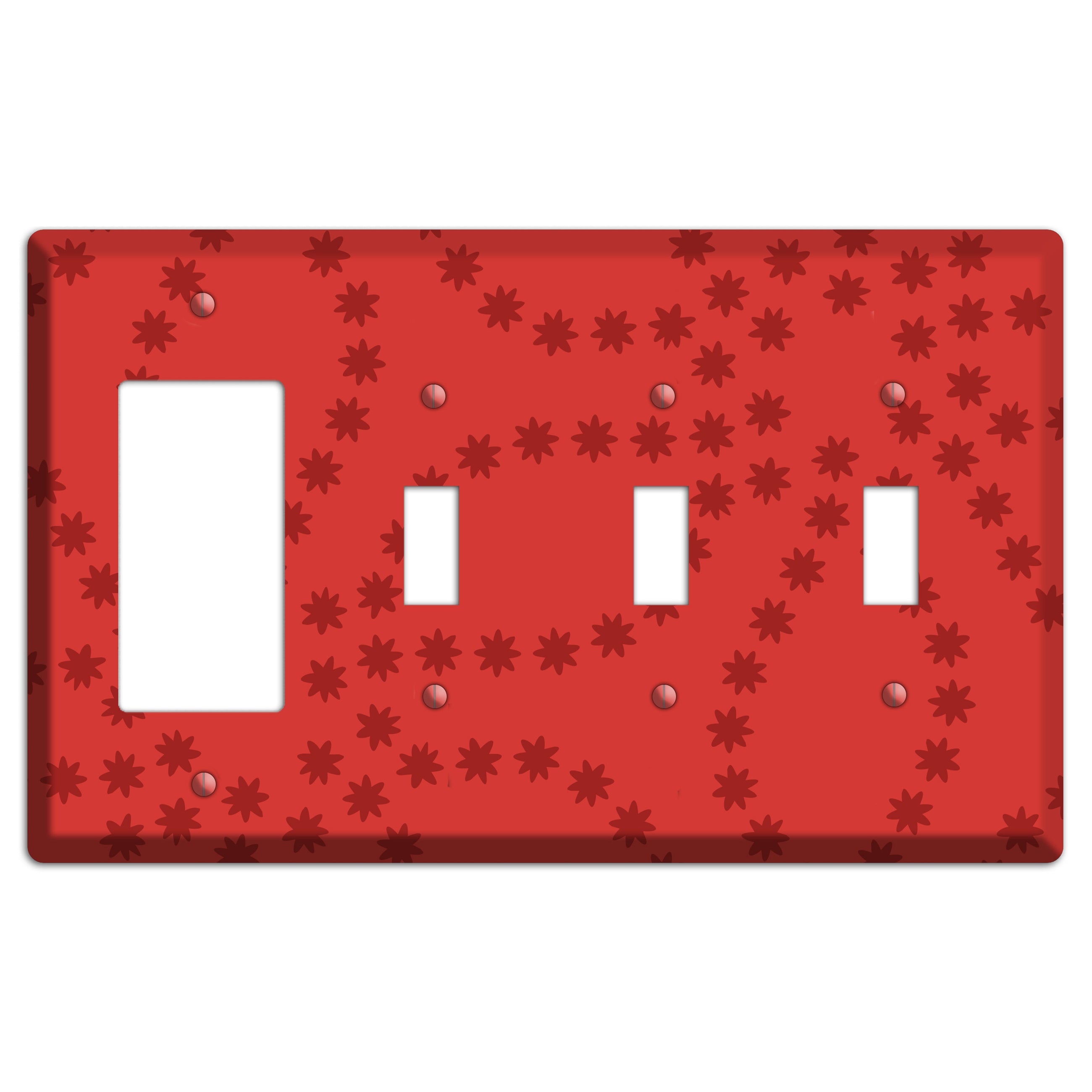 Multi Red Constellation Rocker / 3 Toggle Wallplate