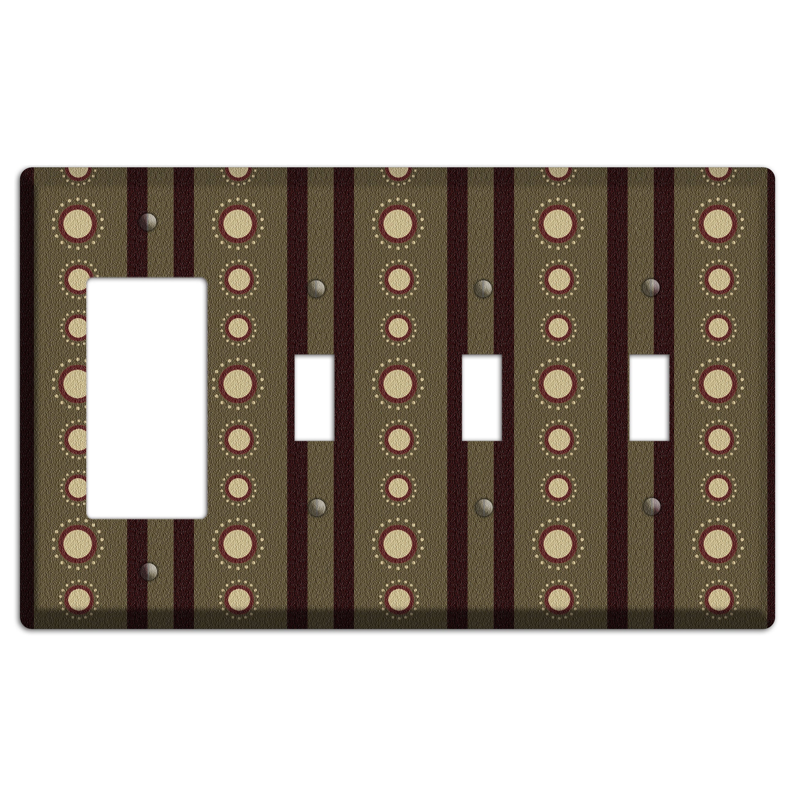 Multi Brown Suzani Rocker / 3 Toggle Wallplate