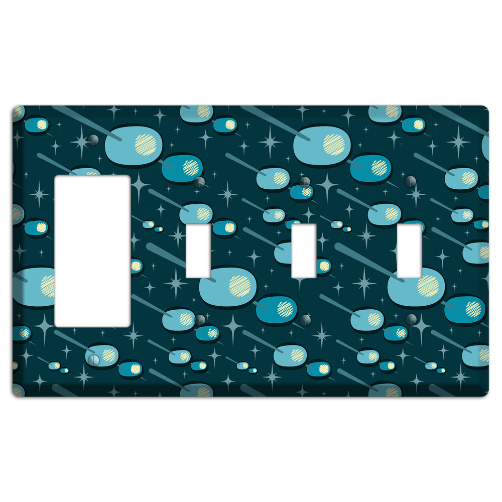 Navy Olives Rocker / 3 Toggle Wallplate