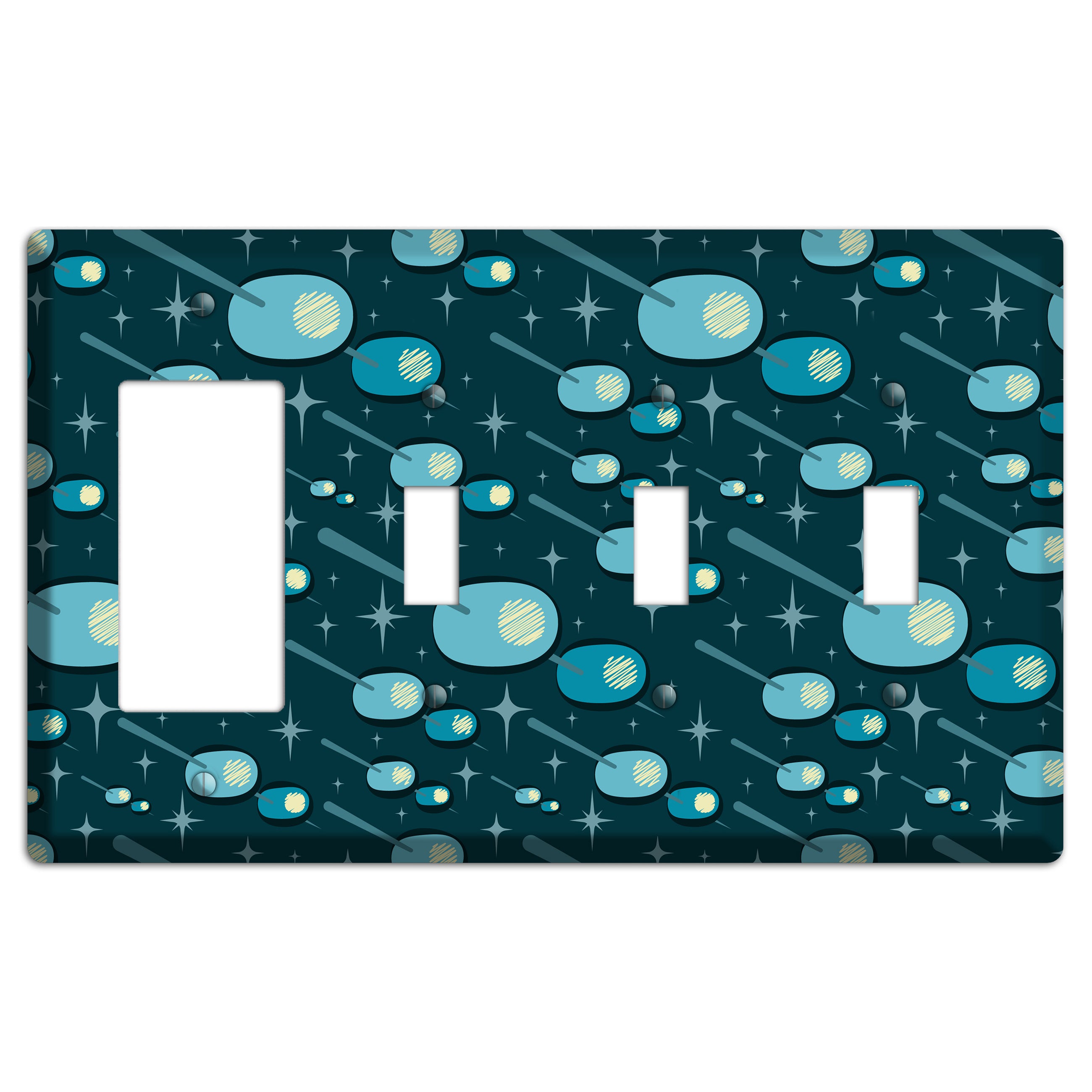 Navy Olives Rocker / 3 Toggle Wallplate
