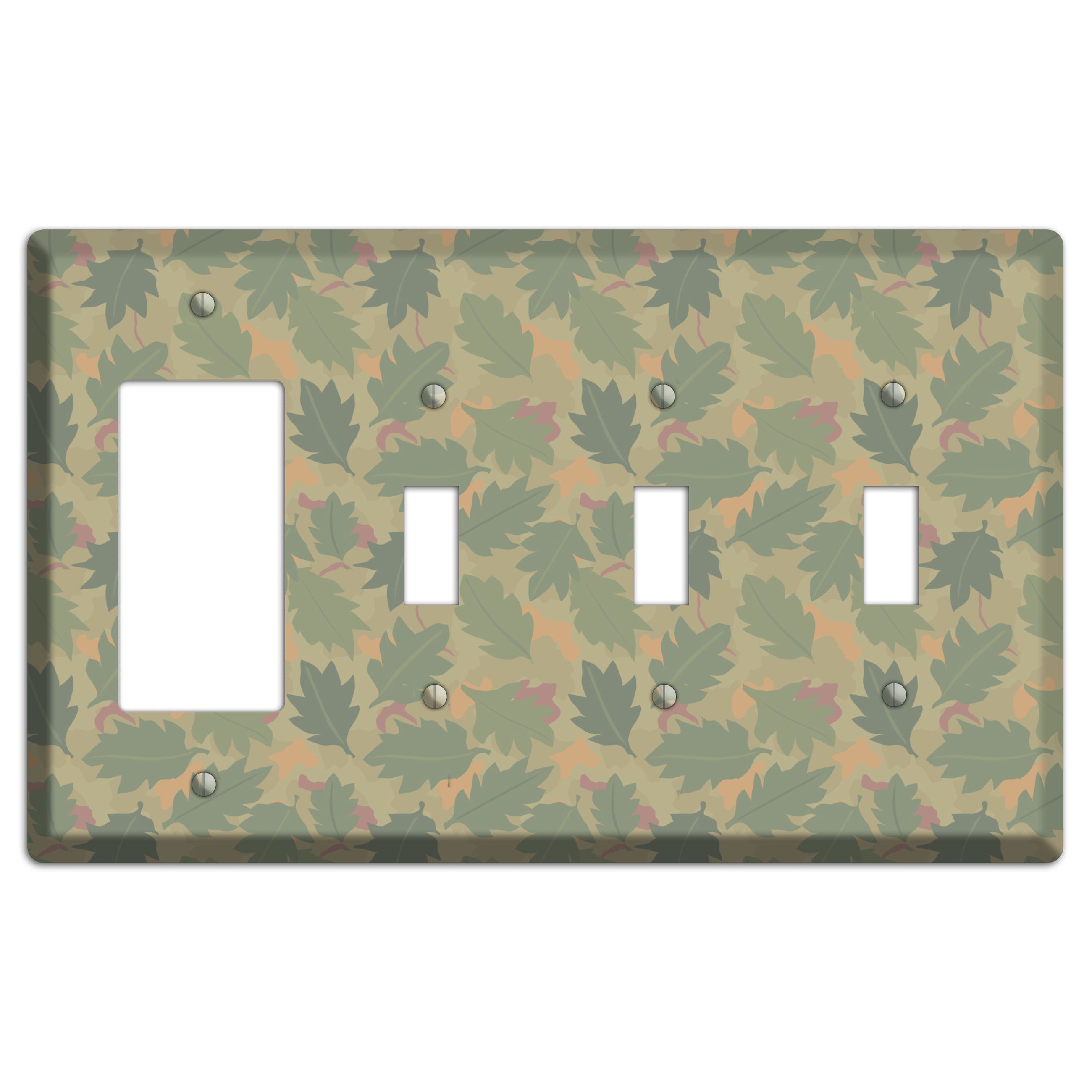 Wine Leaf Camo Rocker / 3 Toggle Wallplate