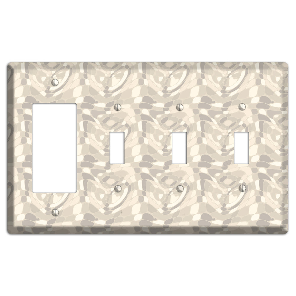 Beige Large Abstract Rocker / 3 Toggle Wallplate