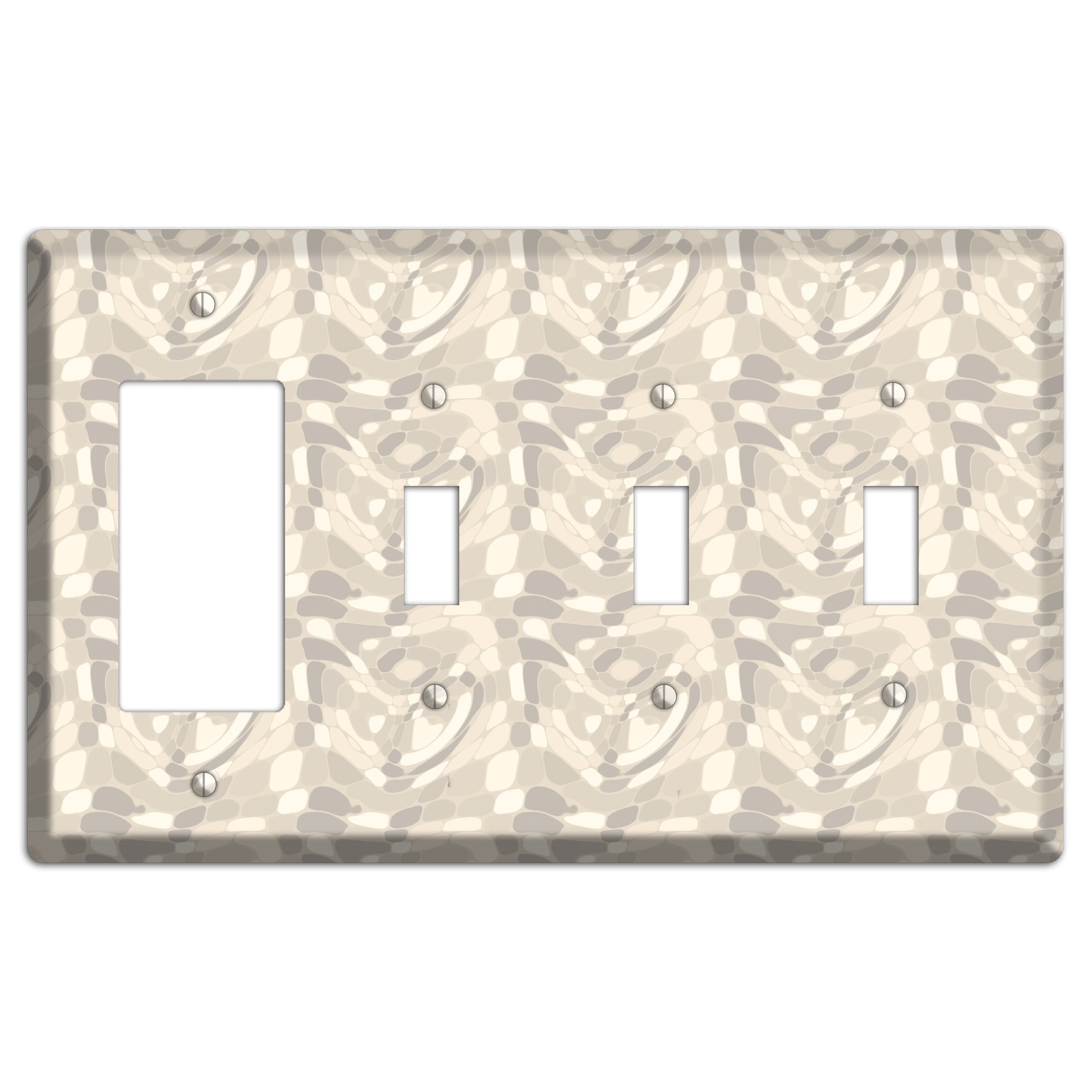 Beige Large Abstract Rocker / 3 Toggle Wallplate