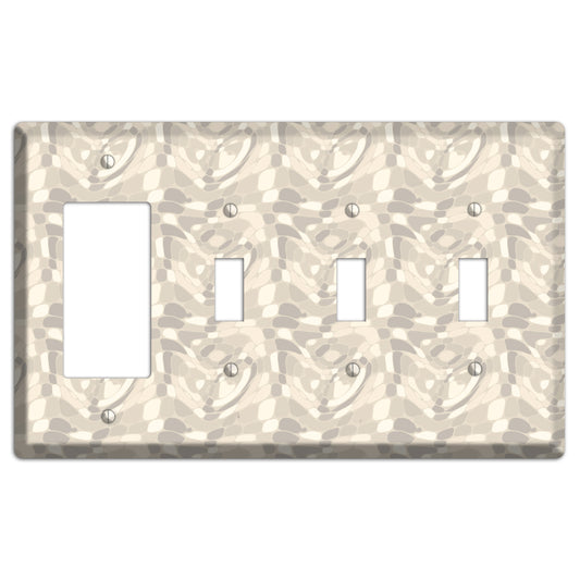 Beige Large Abstract Rocker / 3 Toggle Wallplate