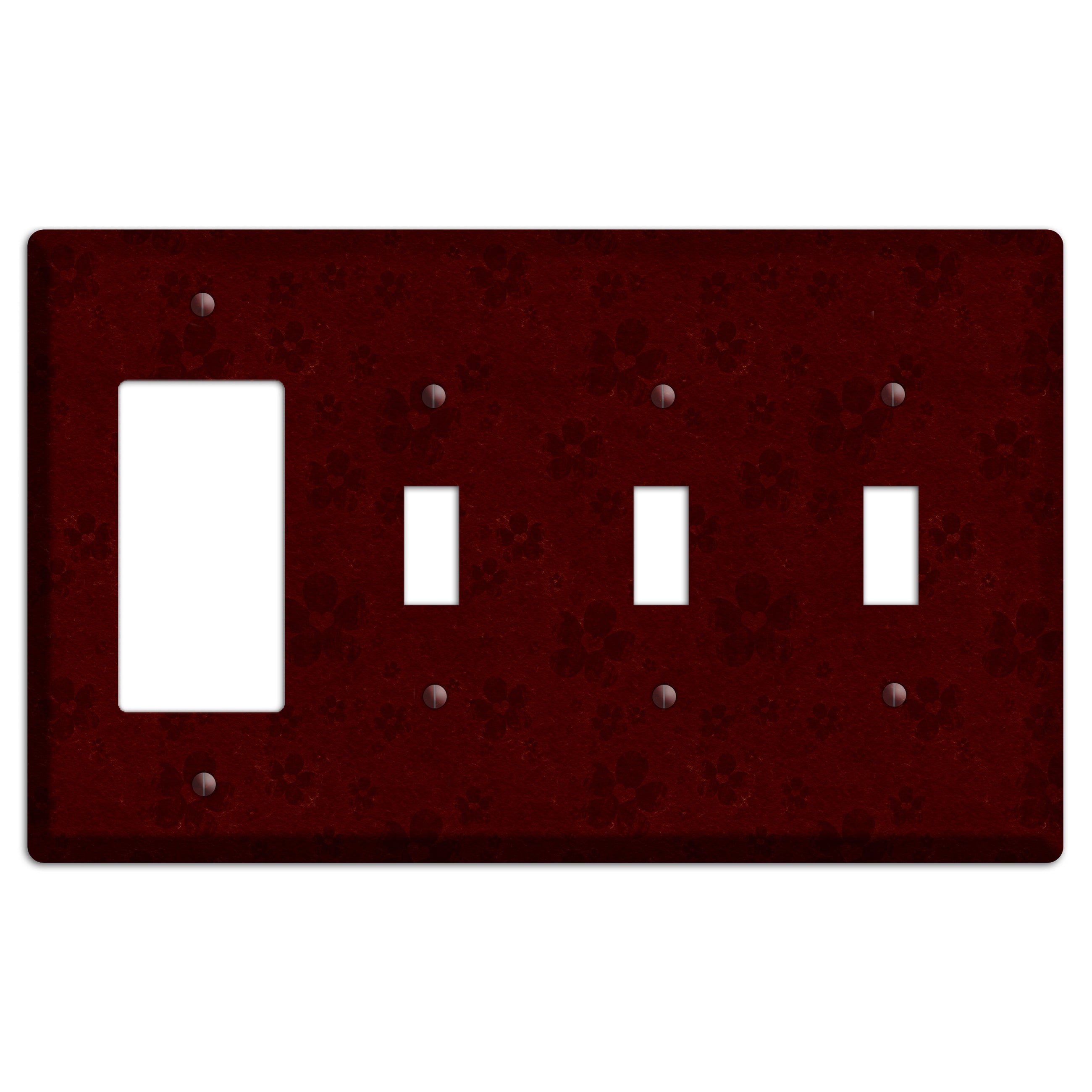 Maroon Grunge Suzani 2 Rocker / 3 Toggle Wallplate
