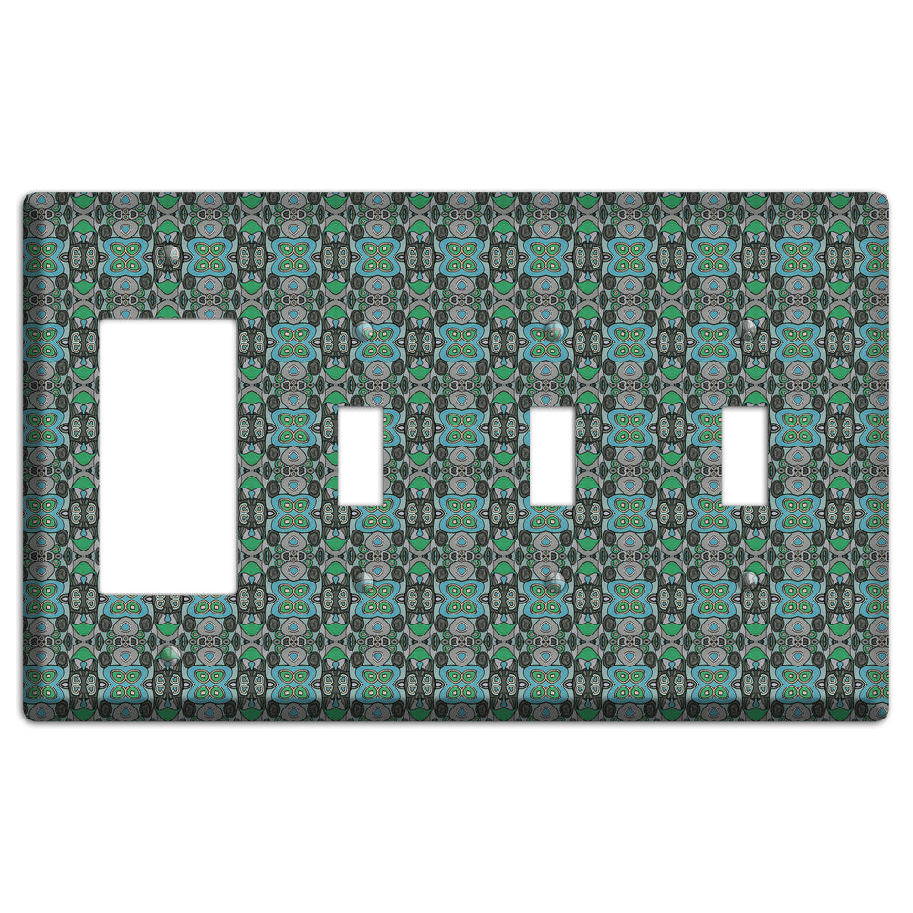 Green Tapestry Rocker / 3 Toggle Wallplate