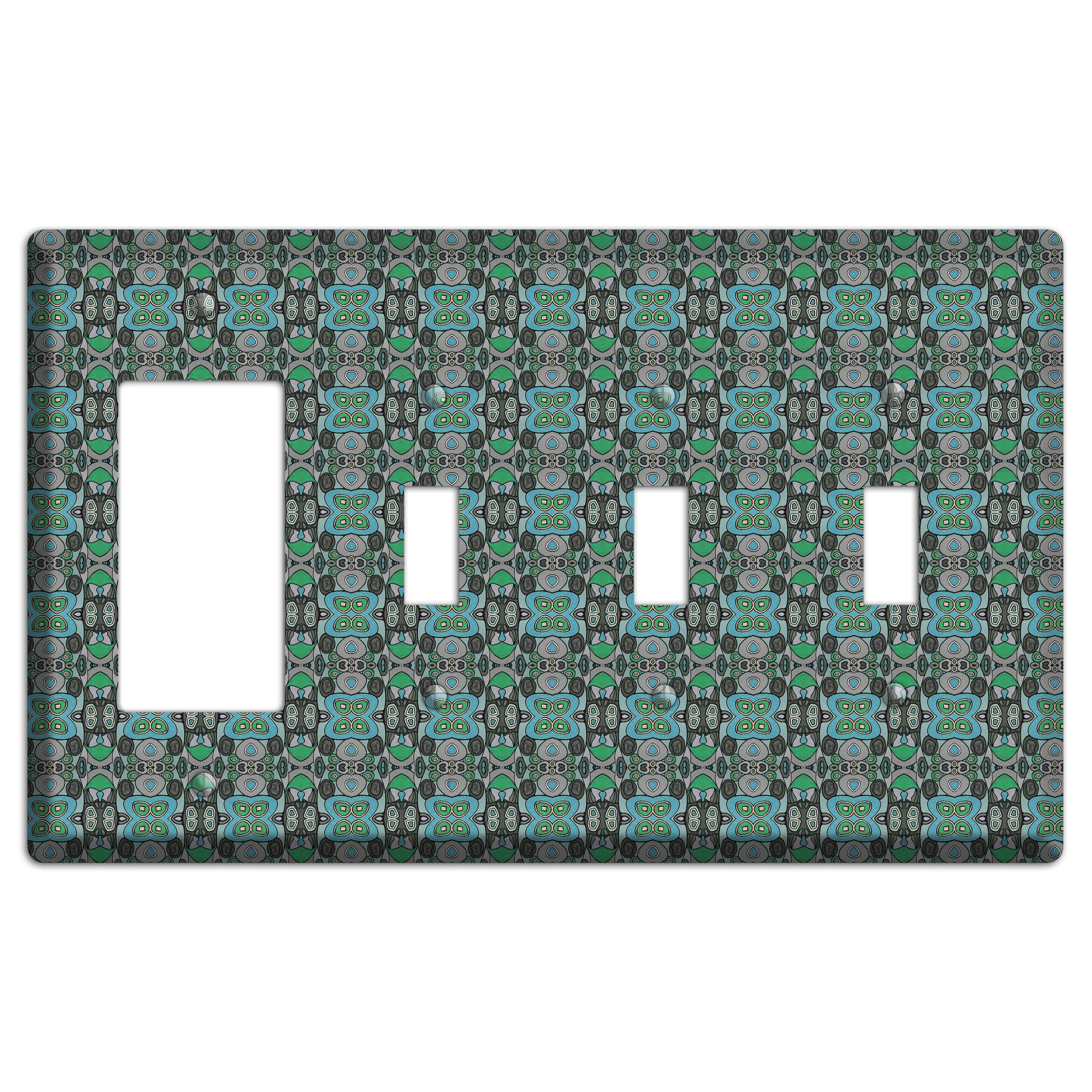 Green Tapestry Rocker / 3 Toggle Wallplate