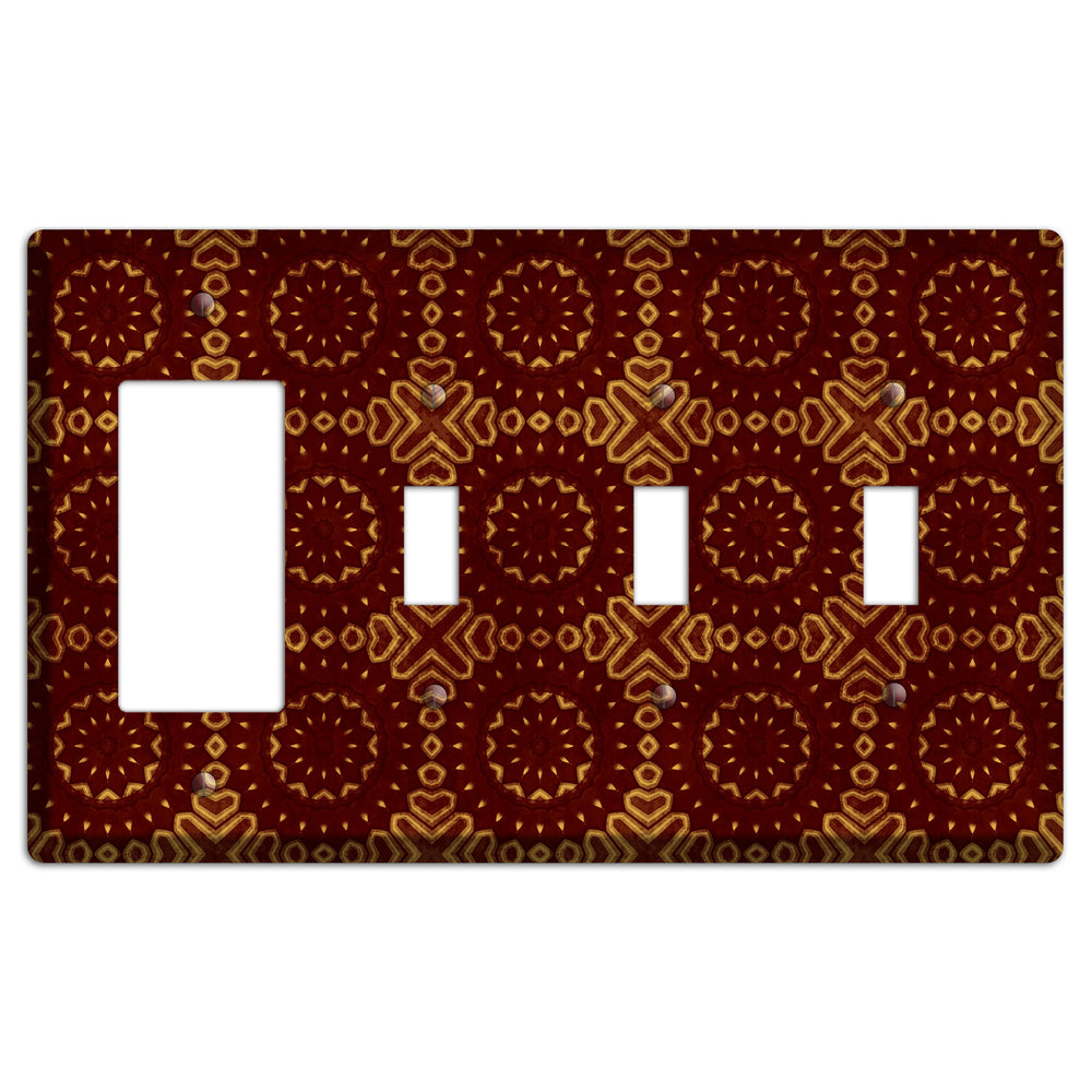 Maroon Grunge Suzani 3 Rocker / 3 Toggle Wallplate