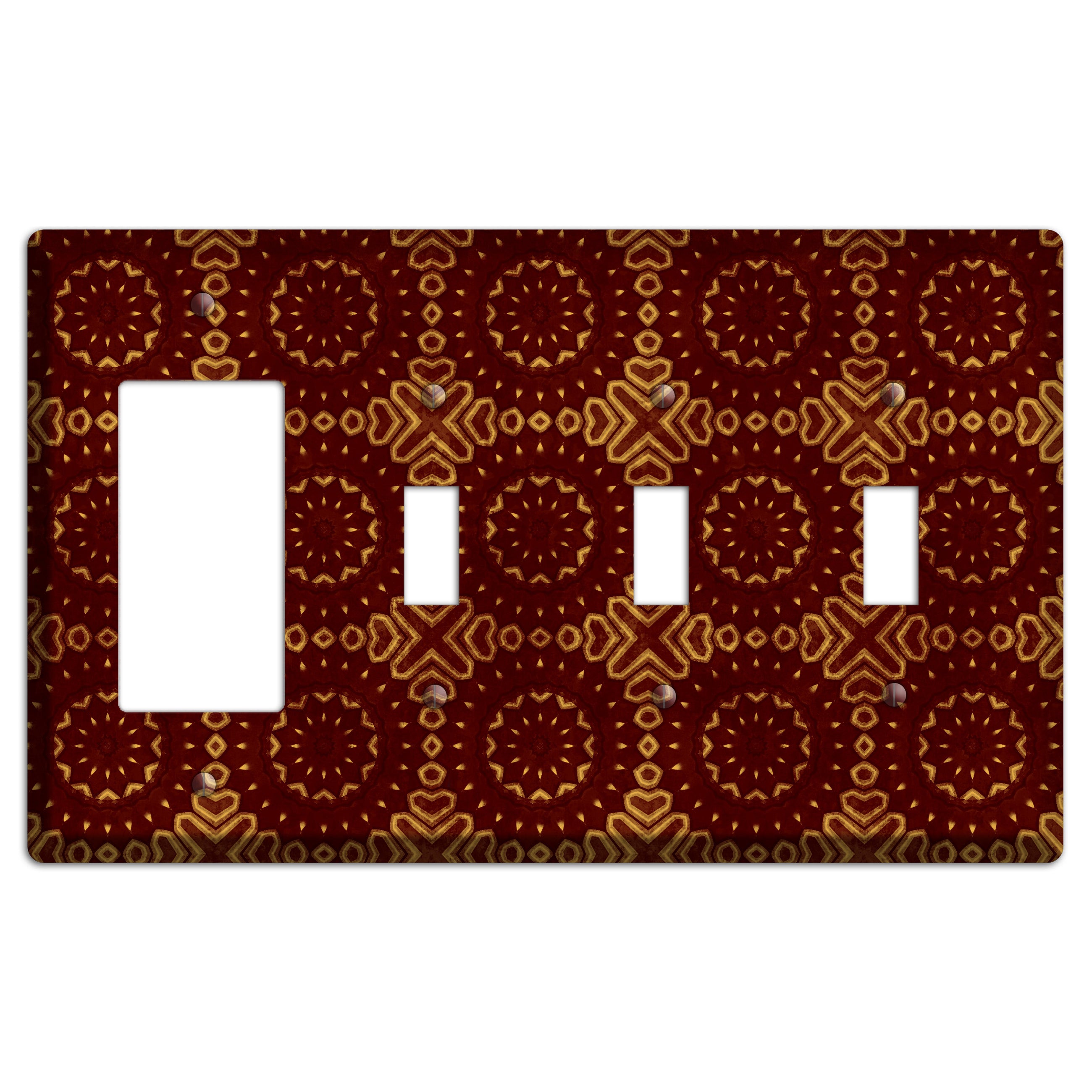 Maroon Grunge Suzani 3 Rocker / 3 Toggle Wallplate
