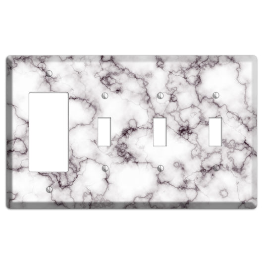 Black Stained Marble Rocker / 3 Toggle Wallplate