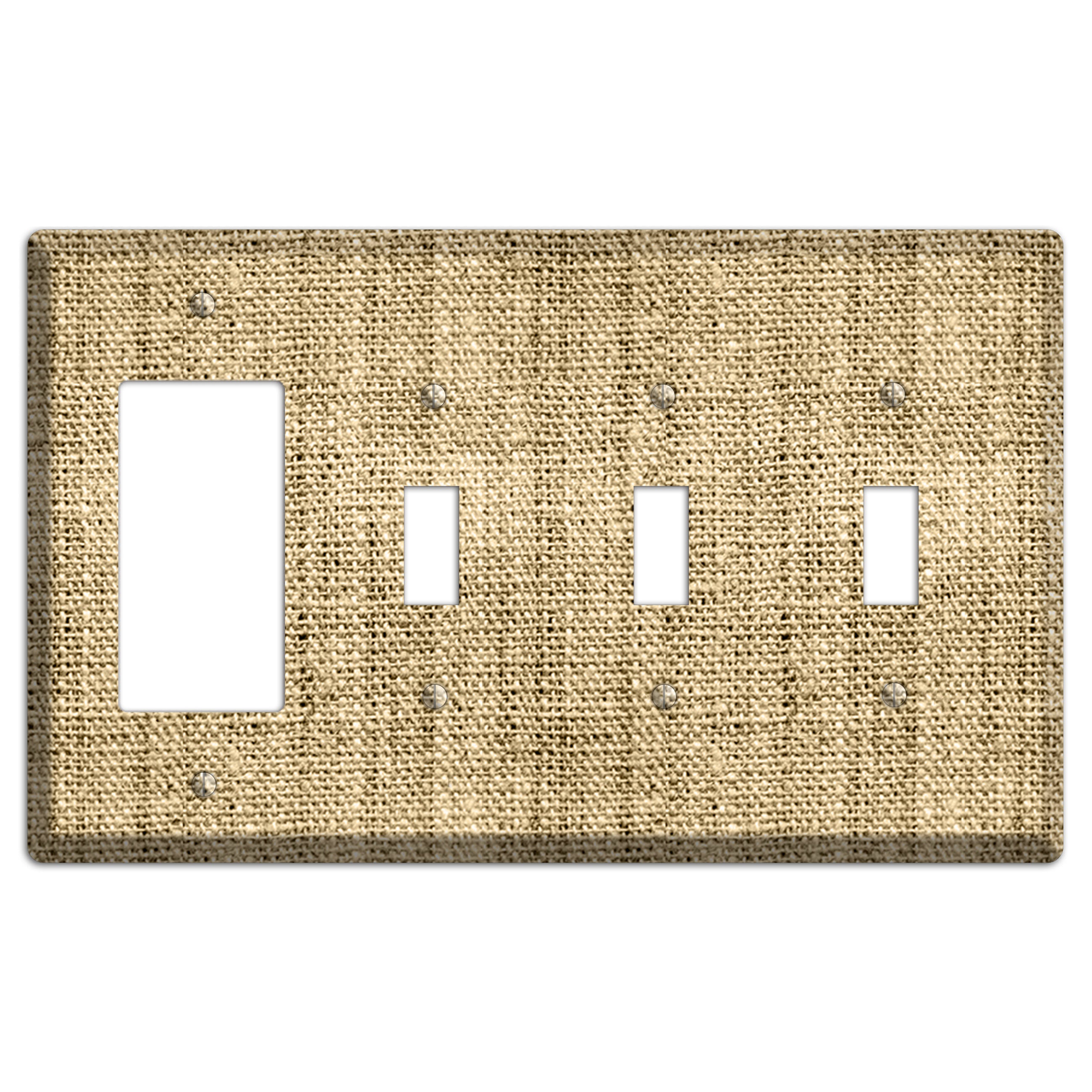 Indian Khaki Burlap Rocker / 3 Toggle Wallplate