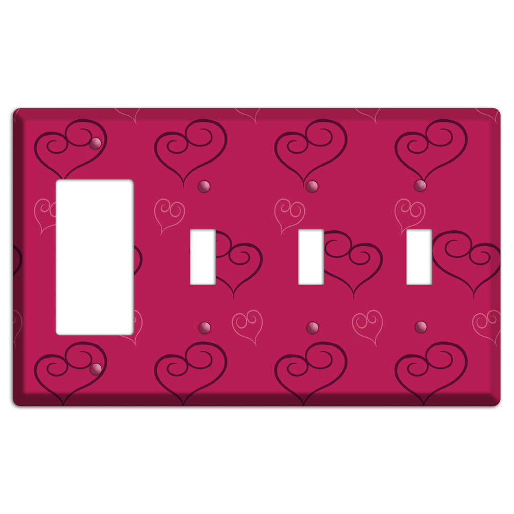 Fuschia Scroll Heart 2 Rocker / 3 Toggle Wallplate