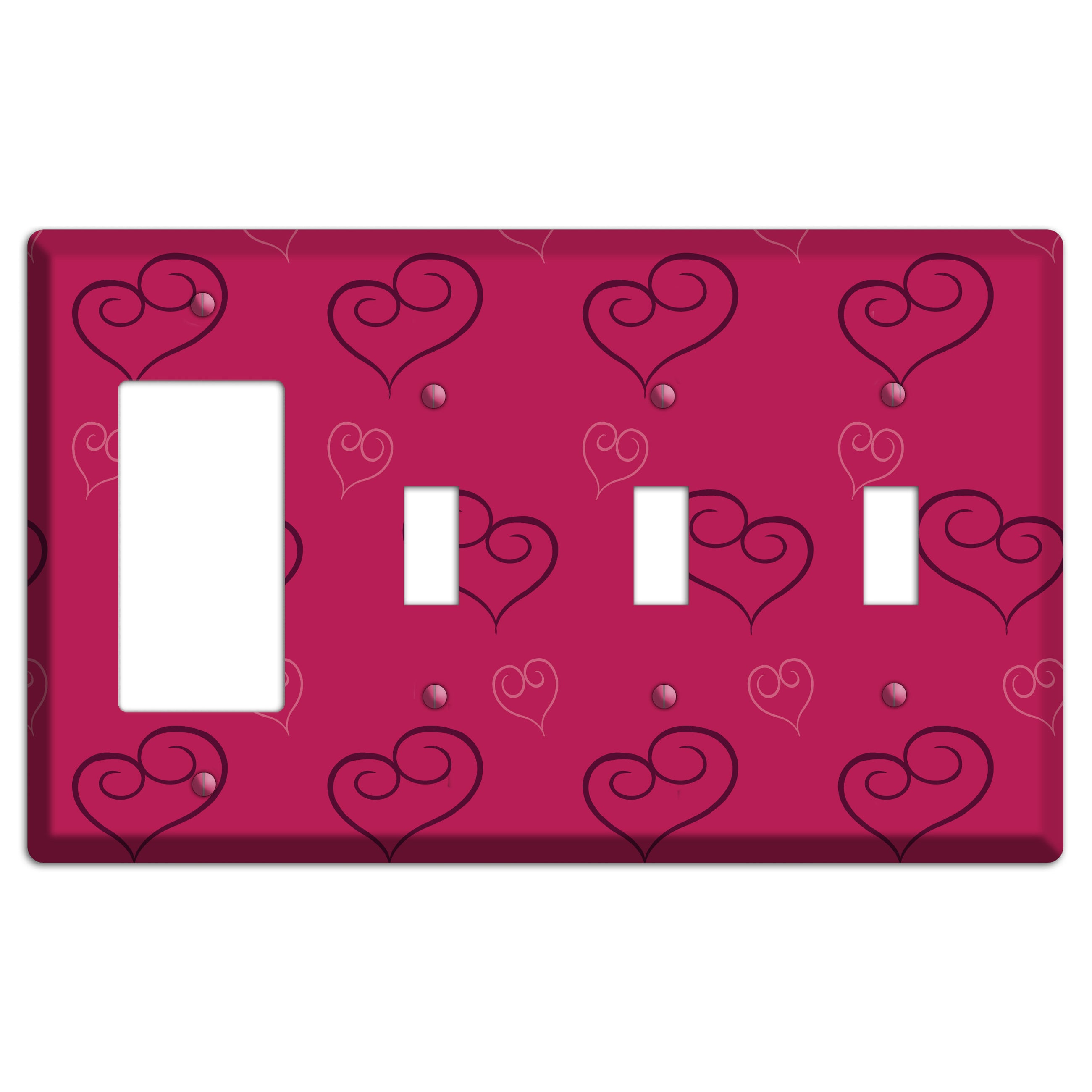 Fuschia Scroll Heart 2 Rocker / 3 Toggle Wallplate