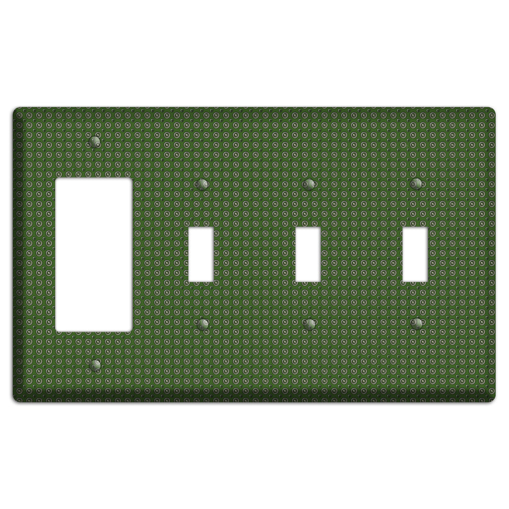 Green Concentric Dots Rocker / 3 Toggle Wallplate