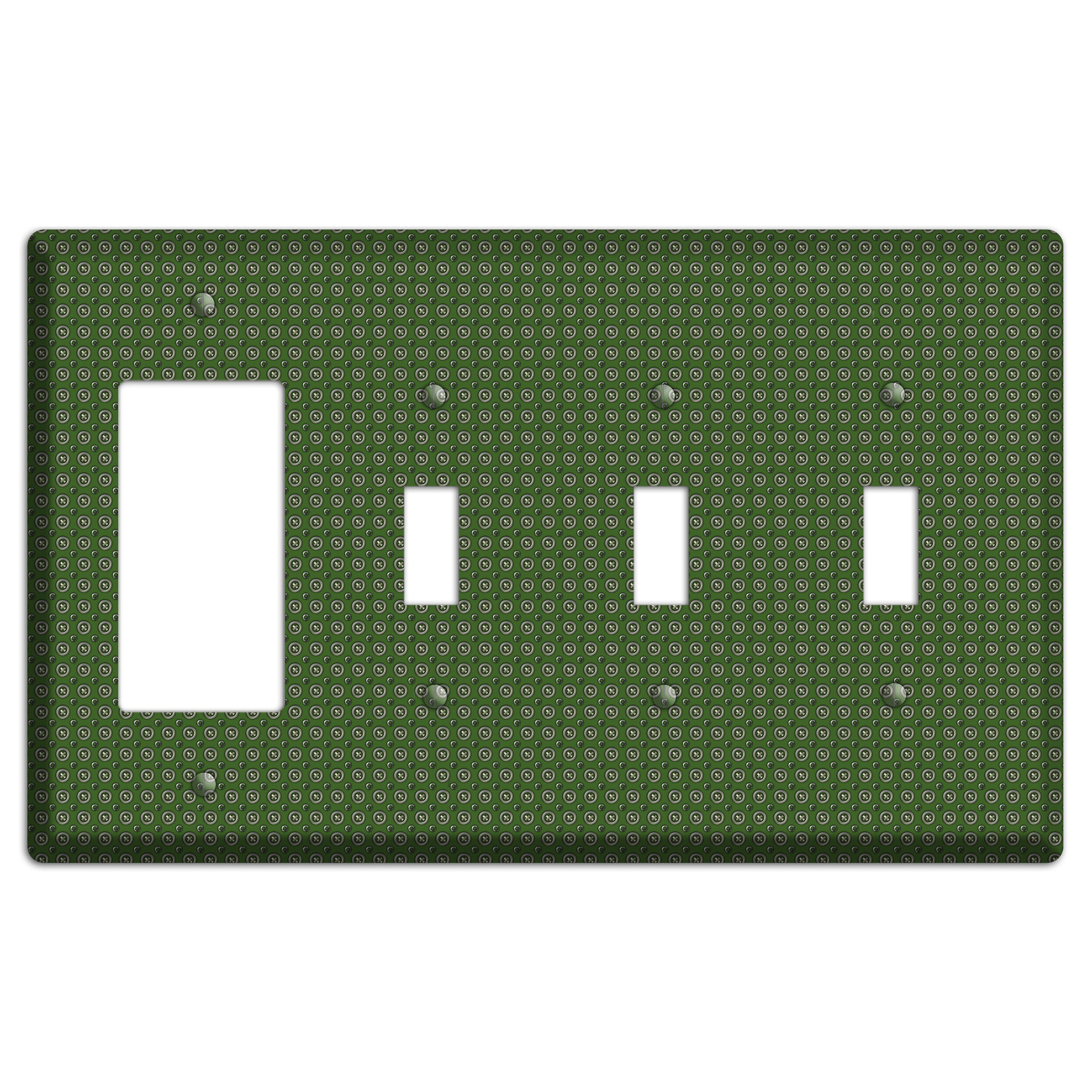 Green Concentric Dots Rocker / 3 Toggle Wallplate
