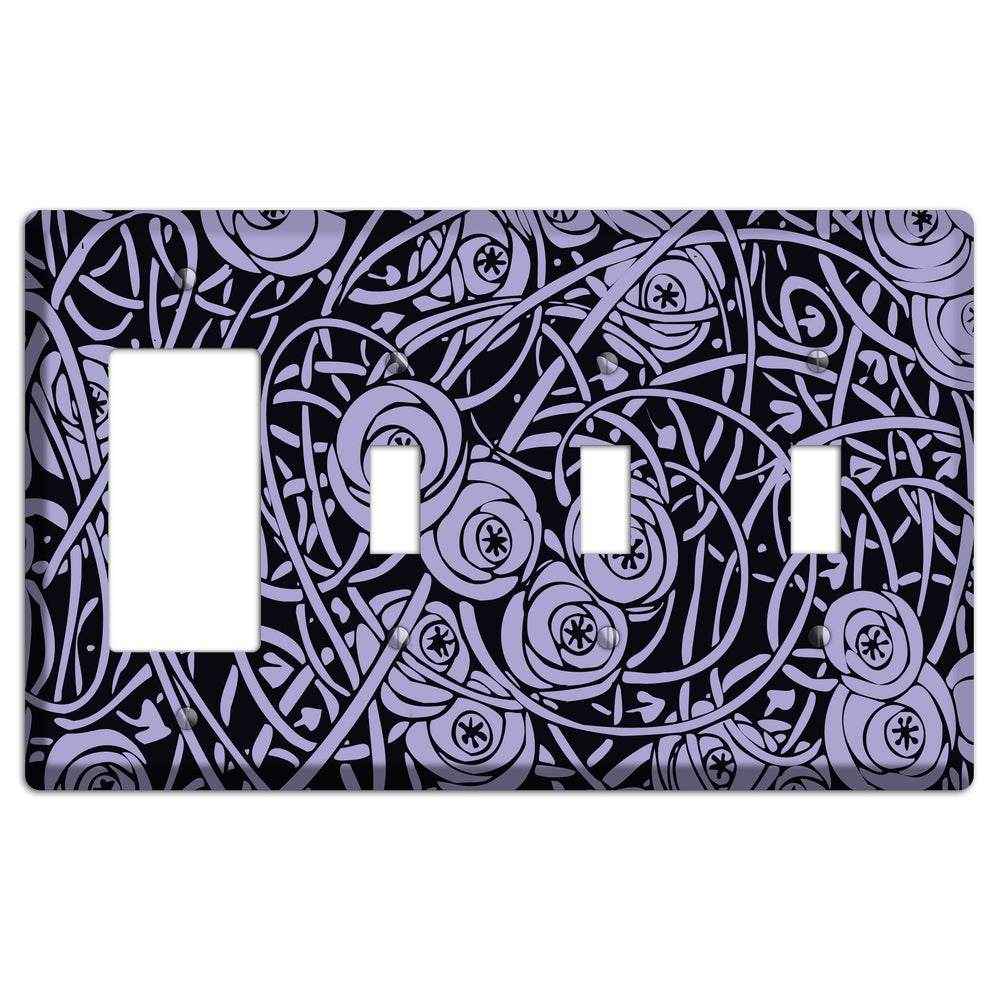 Lilac Deco Floral Rocker / 3 Toggle Wallplate