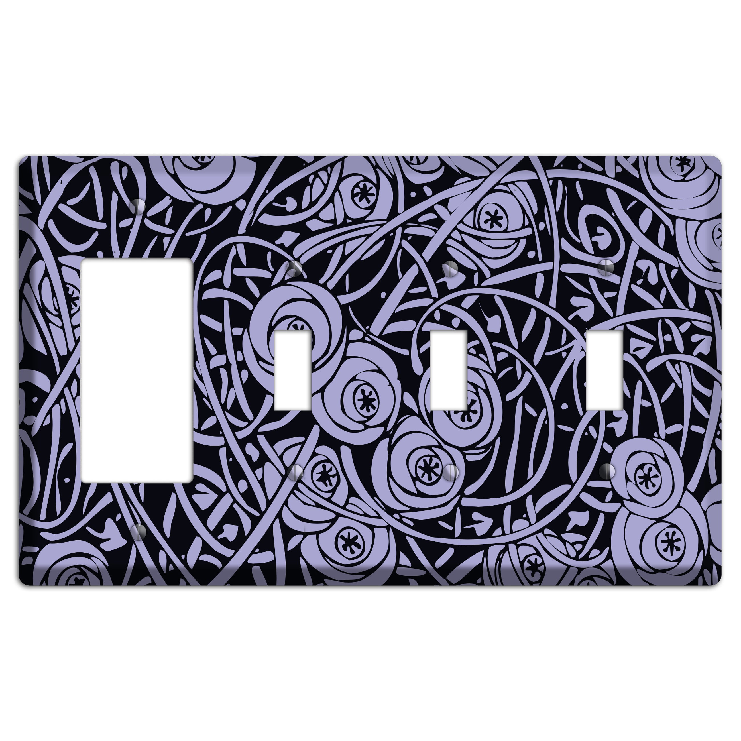 Lilac Deco Floral Rocker / 3 Toggle Wallplate