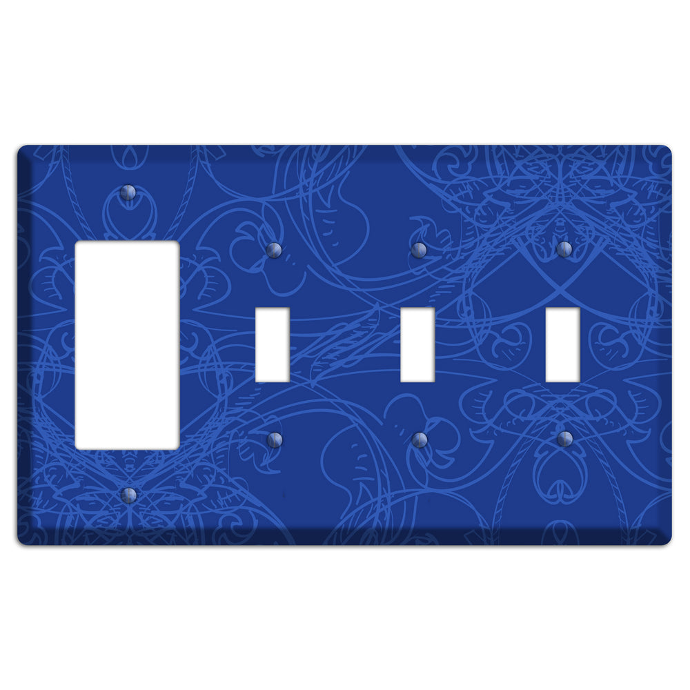 Blue Deco Sketch Rocker / 3 Toggle Wallplate
