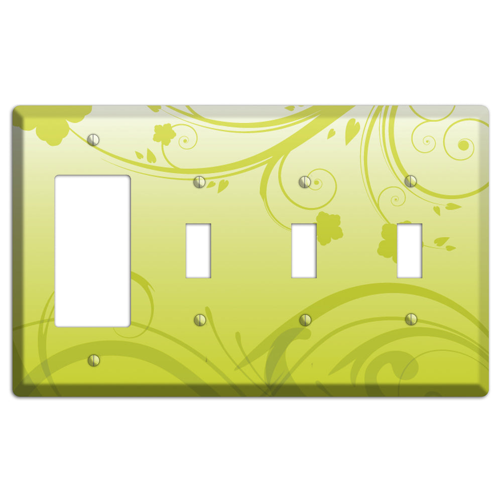Green Swirls Rocker / 3 Toggle Wallplate