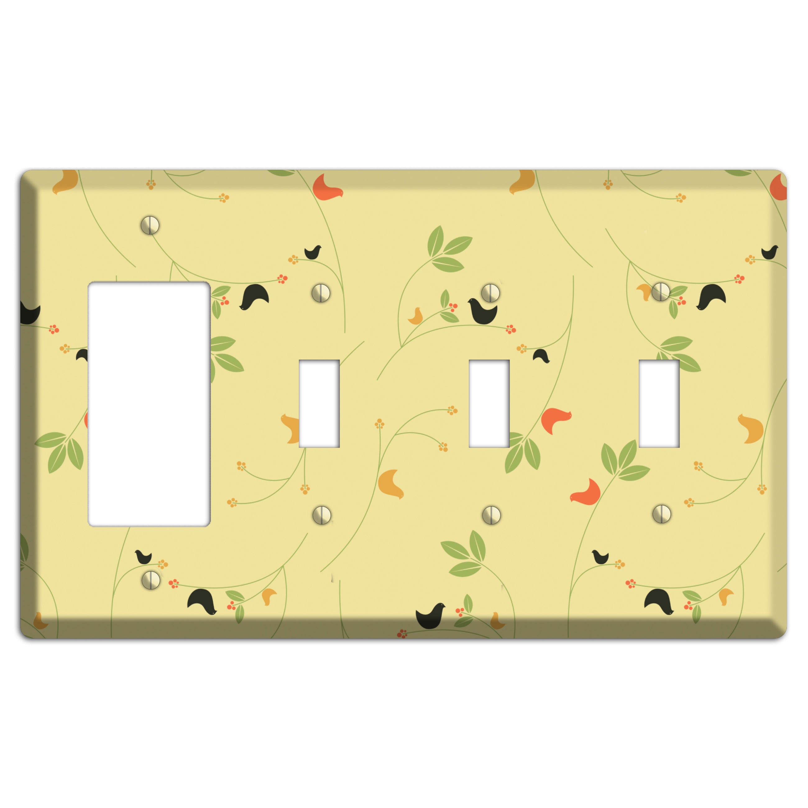 Delicate Yellow Flowers Rocker / 3 Toggle Wallplate
