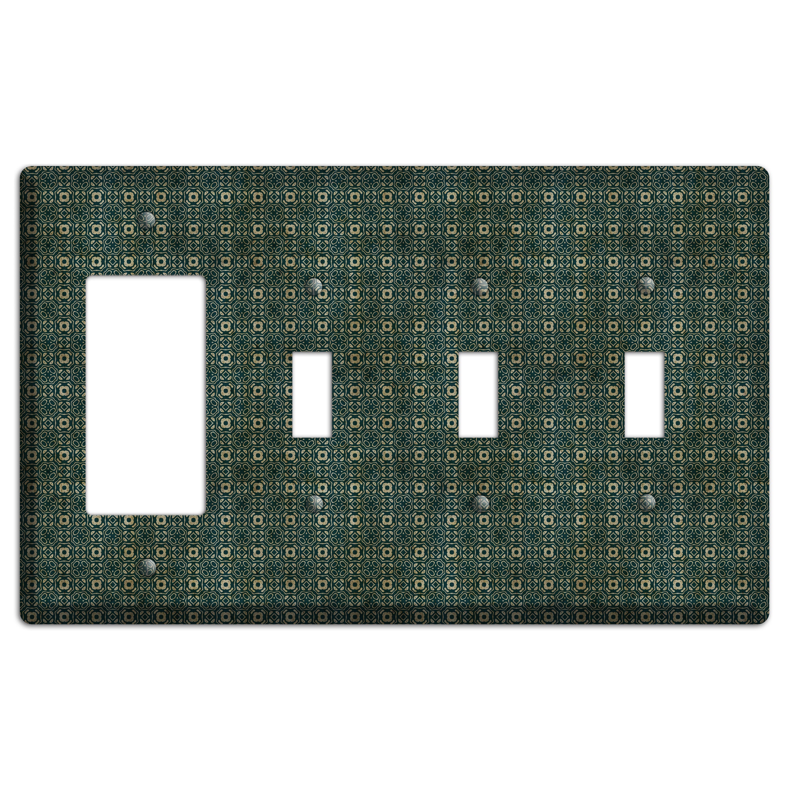 Dark Green Grunge Tapestry Rocker / 3 Toggle Wallplate