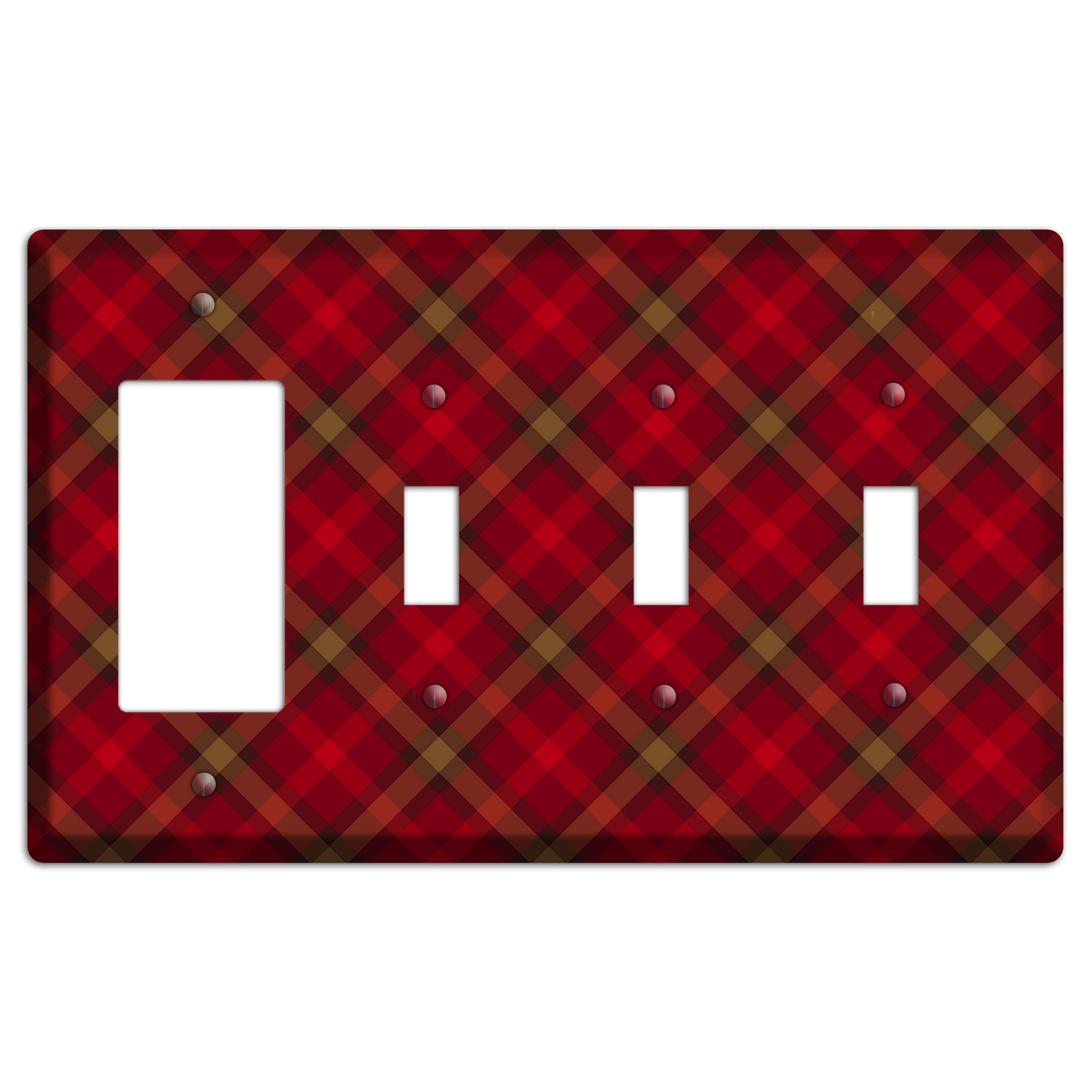 Red Tartan Rocker / 3 Toggle Wallplate
